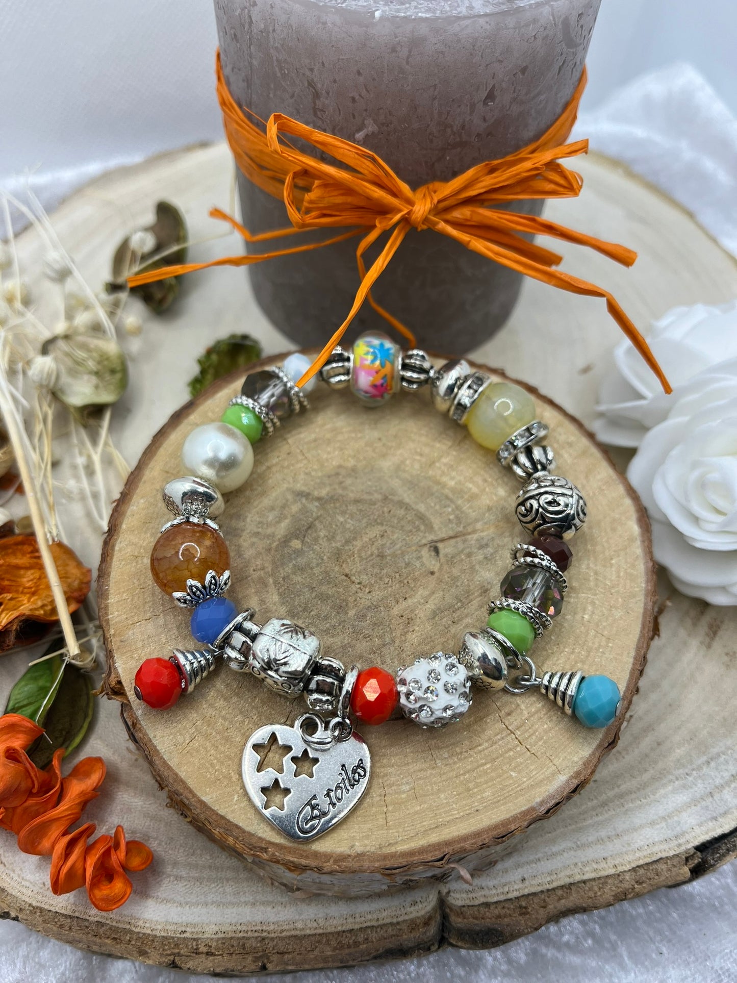 Bracelet fantaisie très chic mode ornés de pendentif coeur - acier inoxydable