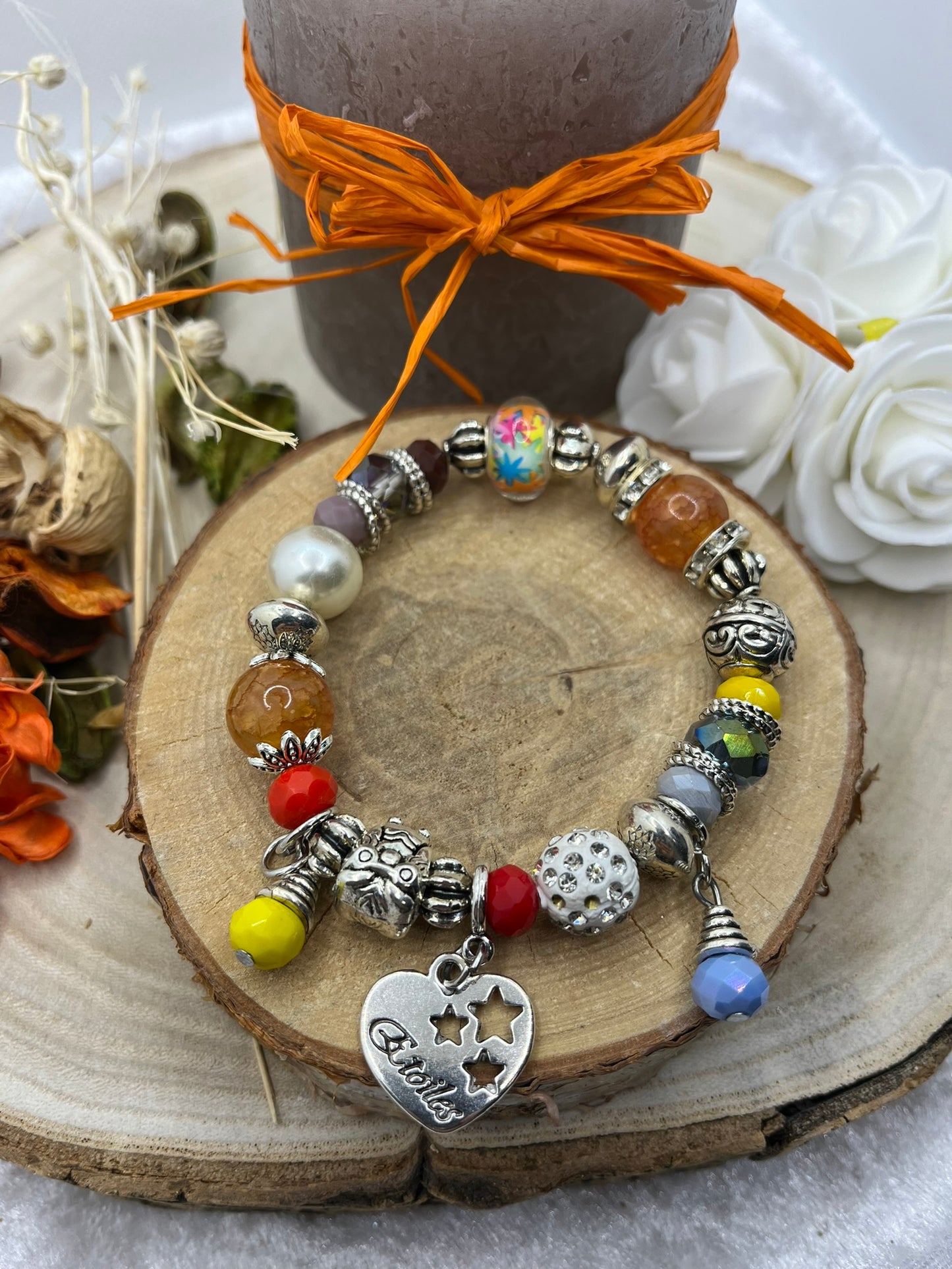 Bracelet fantaisie très chic mode ornés de pendentif coeur - acier inoxydable