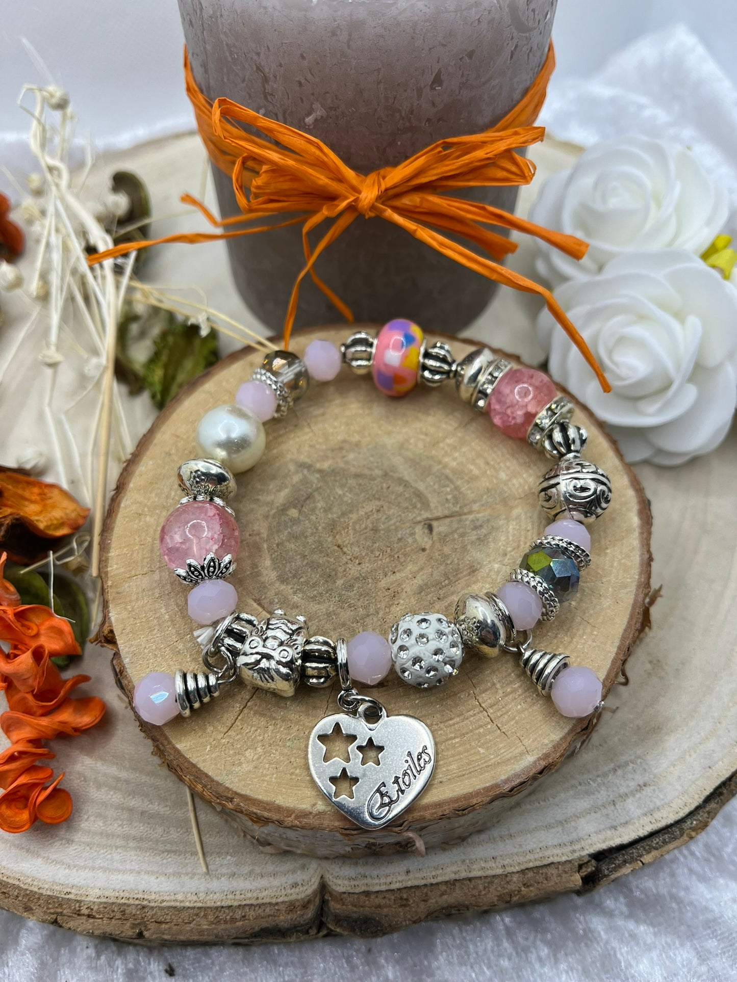 Bracelet fantaisie très chic mode ornés de pendentif coeur - acier inoxydable