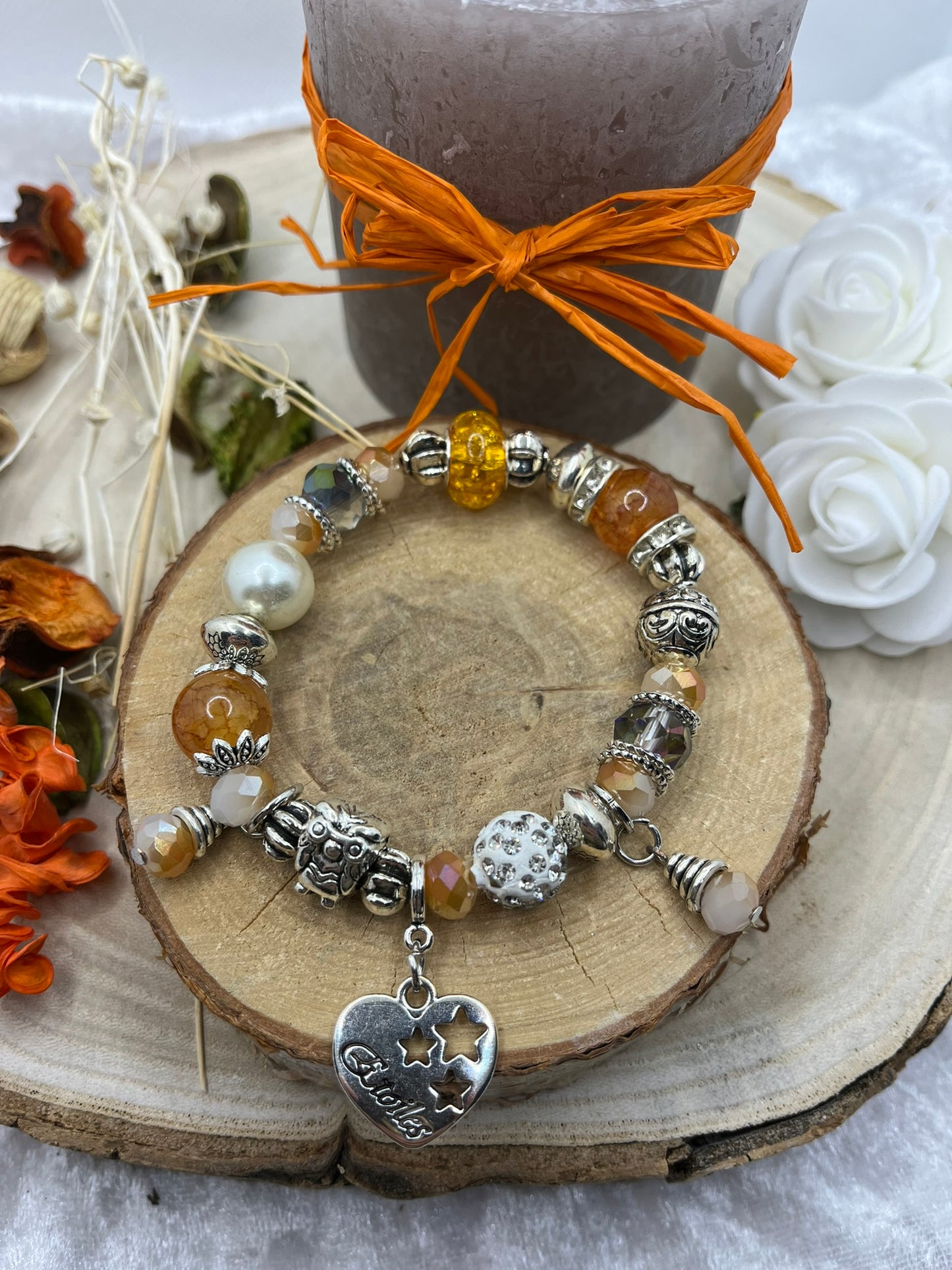 Bracelet fantaisie très chic mode ornés de pendentif coeur - acier inoxydable