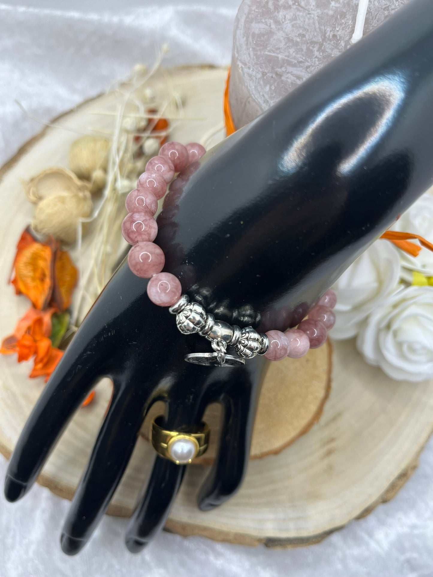 Bracelet Pierres Naturelles - Lépidolite - Orné d'un pendentif Arbre de vie