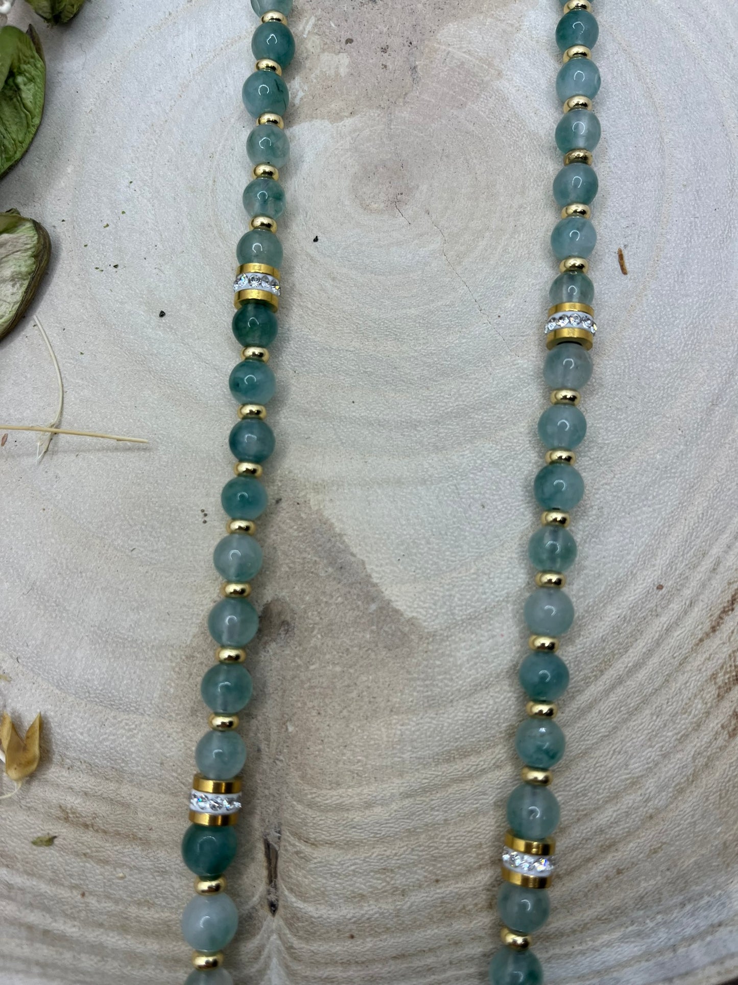 Cordon à Lunette en Perles de Pierres Naturelles Jade vert - Fait Main