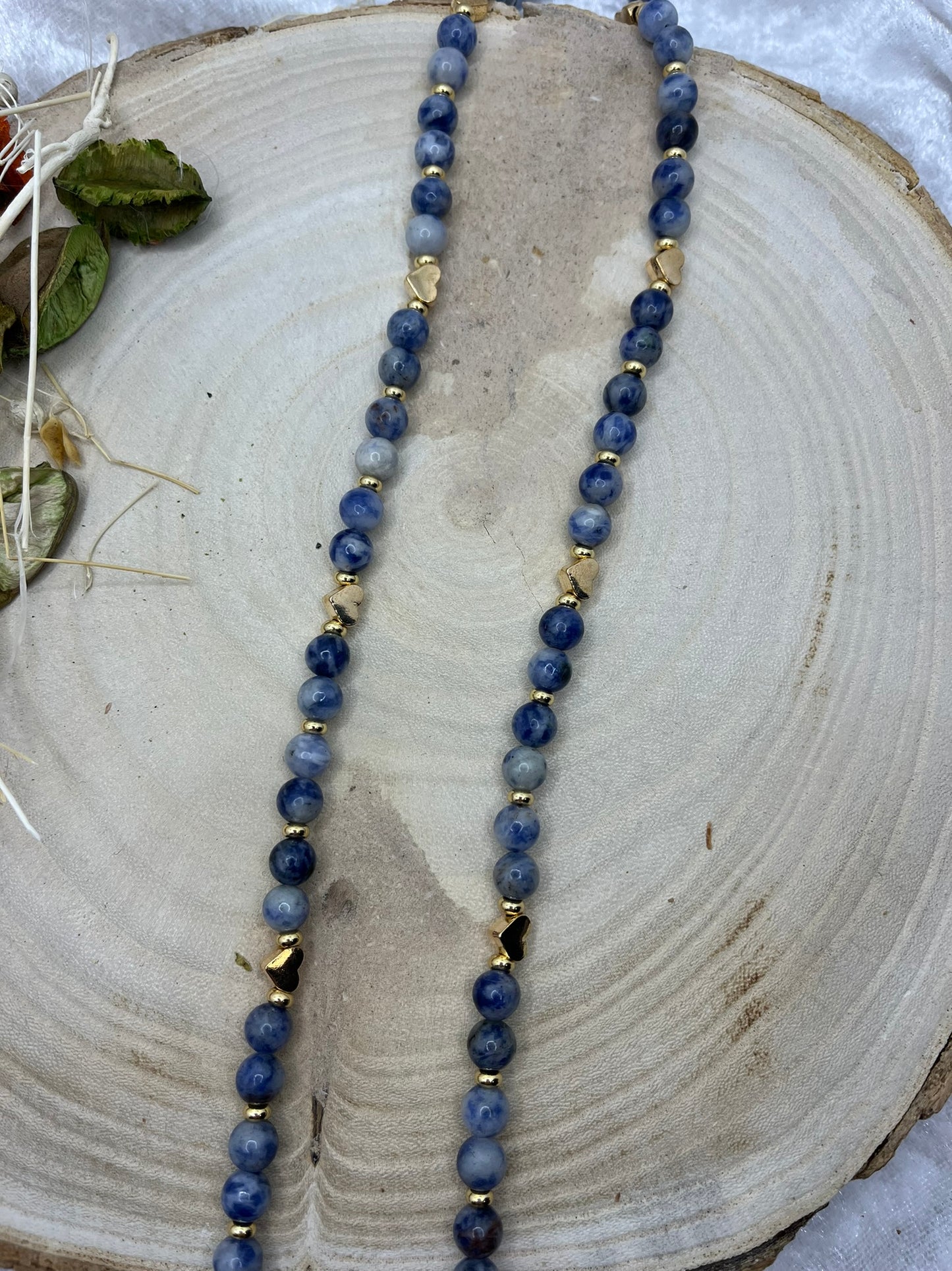 Cordon à lunette en Perles de Pierres Naturelles - Sodalite - Fait Main
