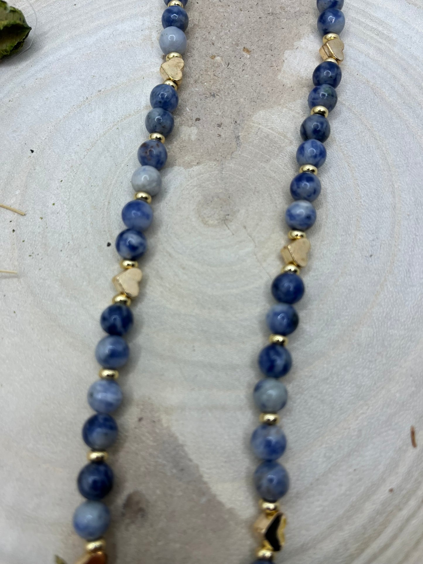 Cordon à lunette en Perles de Pierres Naturelles - Sodalite - Fait Main