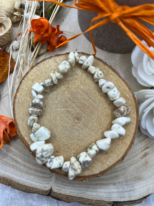 Bracelet en Pierres Naturelles - Howlite de Mongolie
