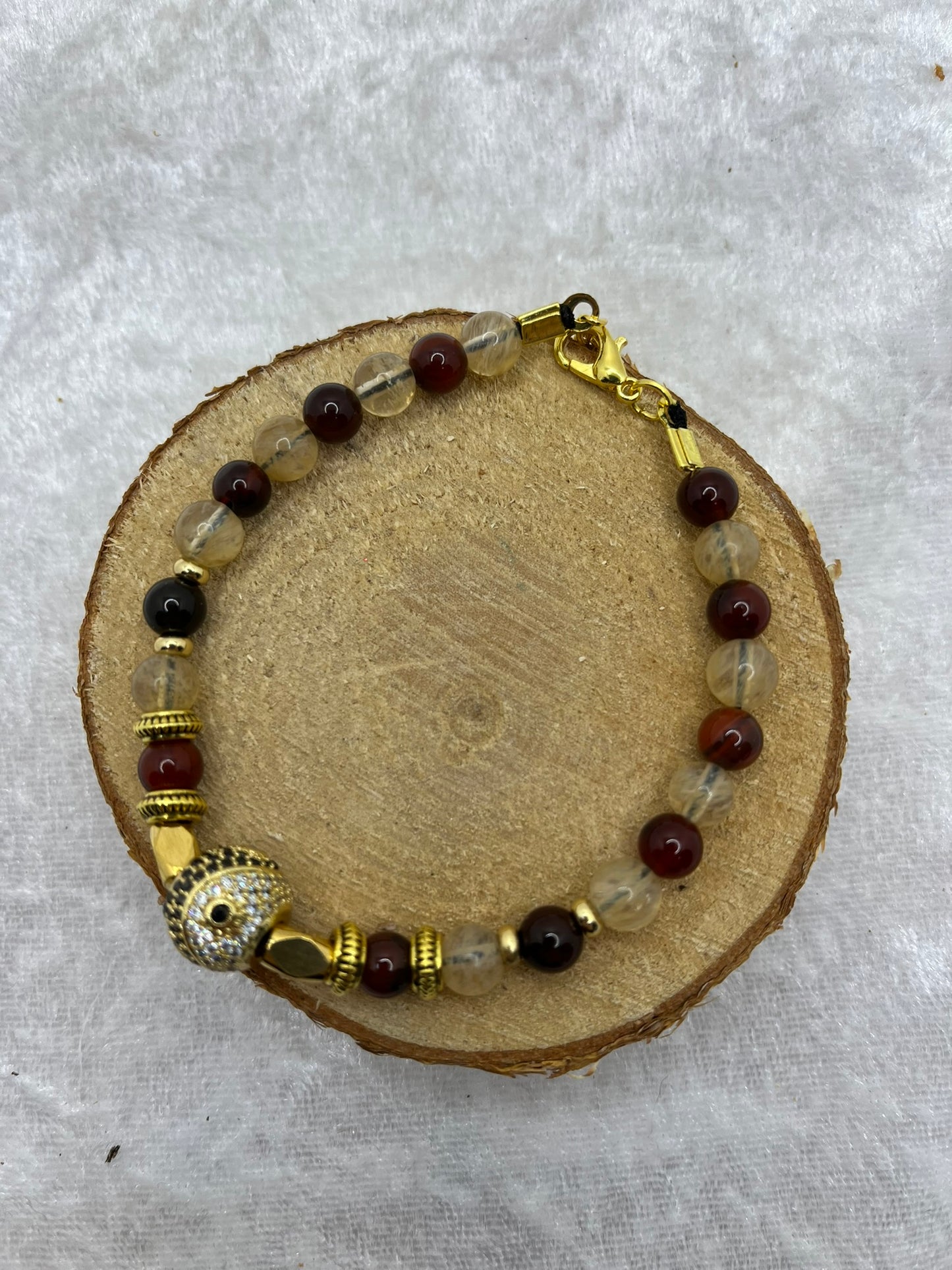 Ensemble Collier + Bracelet en Pierres Naturelles - Cornaline, Citrine - Fait Main