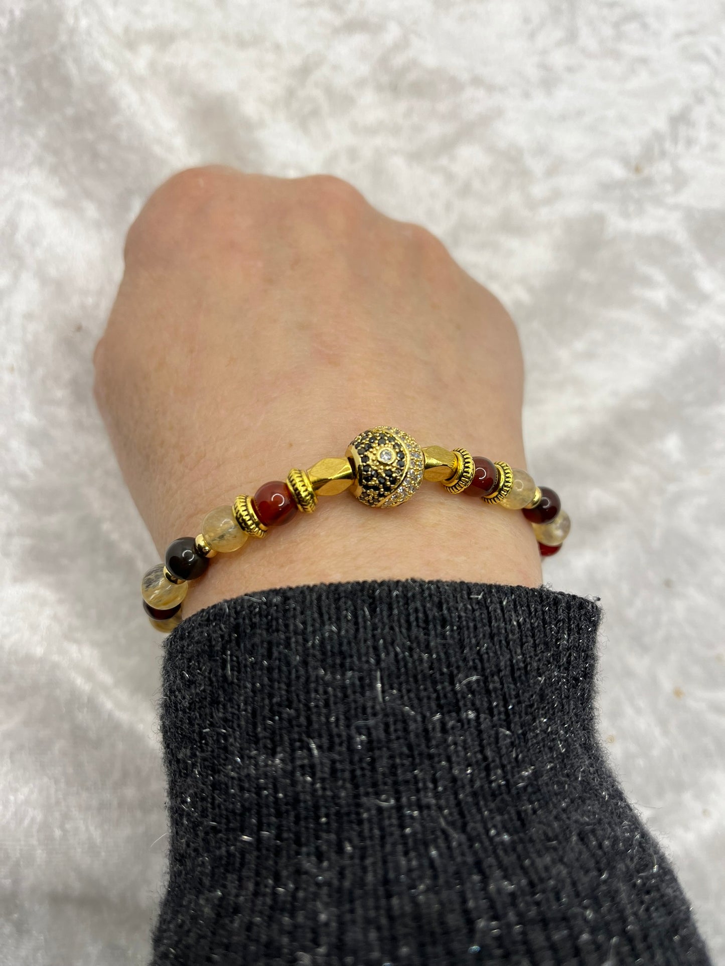 Ensemble Collier + Bracelet en Pierres Naturelles - Cornaline, Citrine - Fait Main