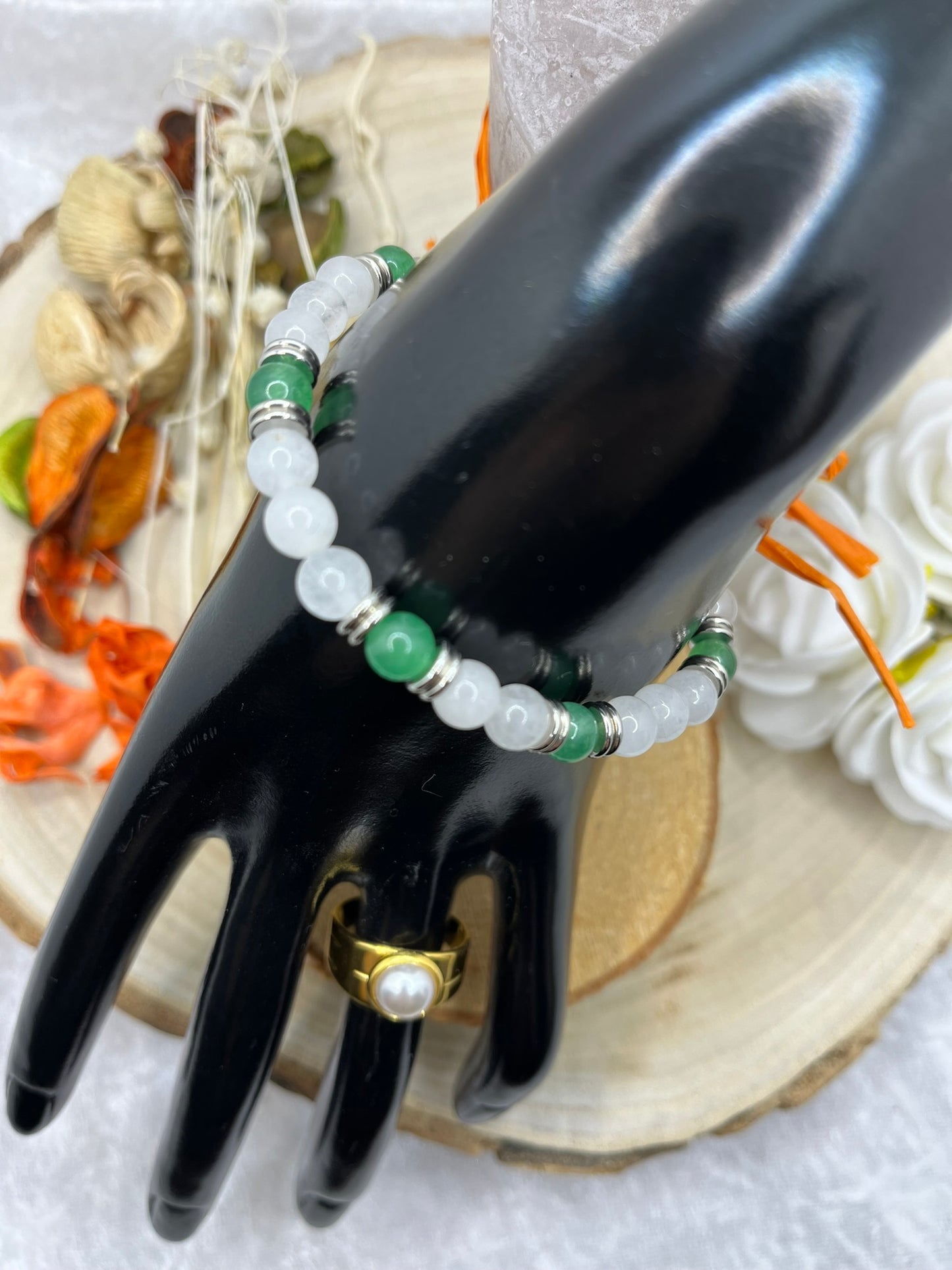 Bracelets en Pierres Naturelles de Pierre de Lune et Aventurine - Fait Main