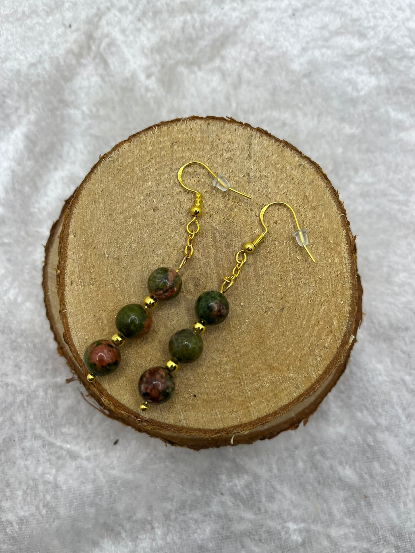 Ensemble Chic Collier - Bracelet - Boucles d'oreille En pierre naturelle Unakite - Fait Main