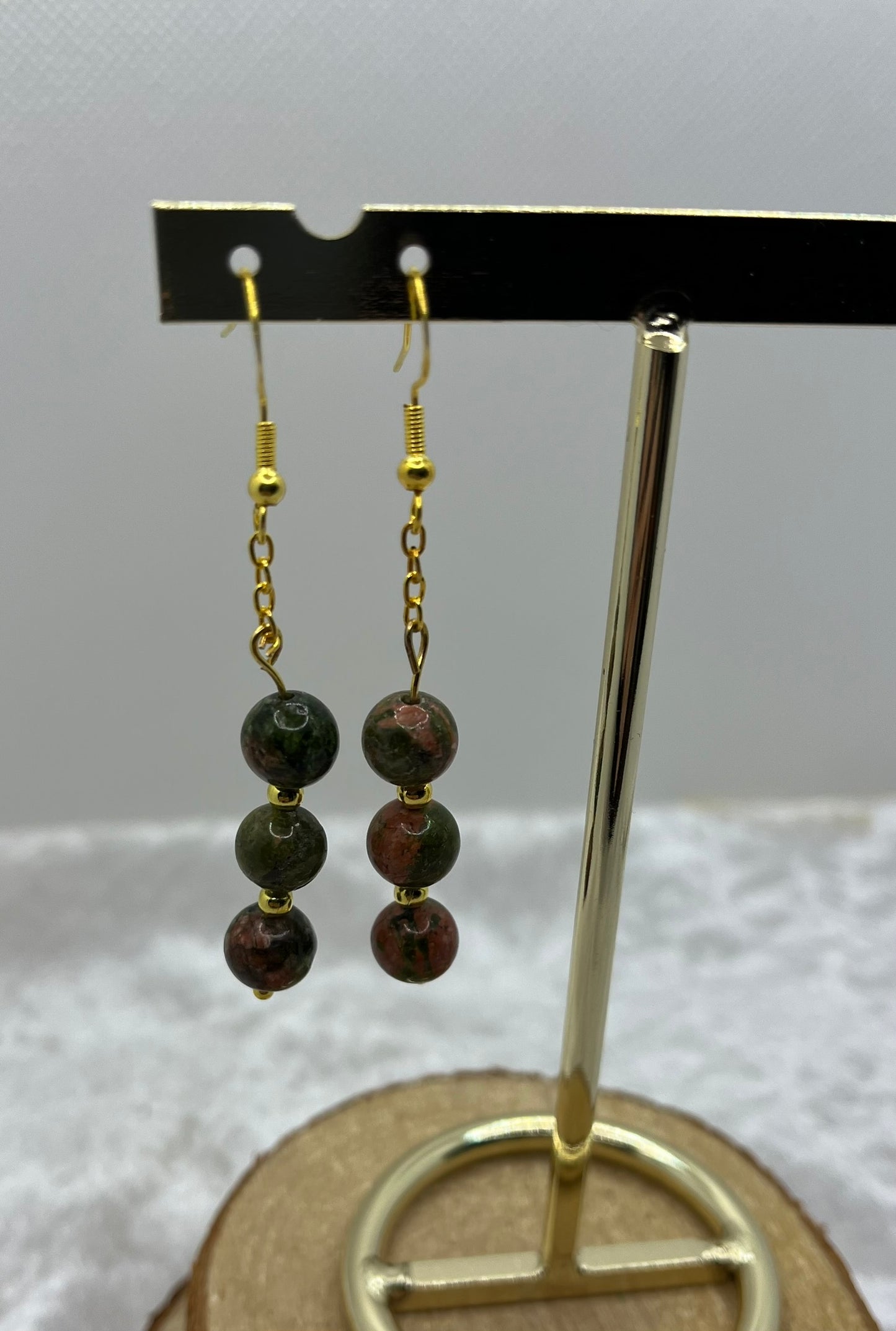 Ensemble Chic Collier - Bracelet - Boucles d'oreille En pierre naturelle Unakite - Fait Main