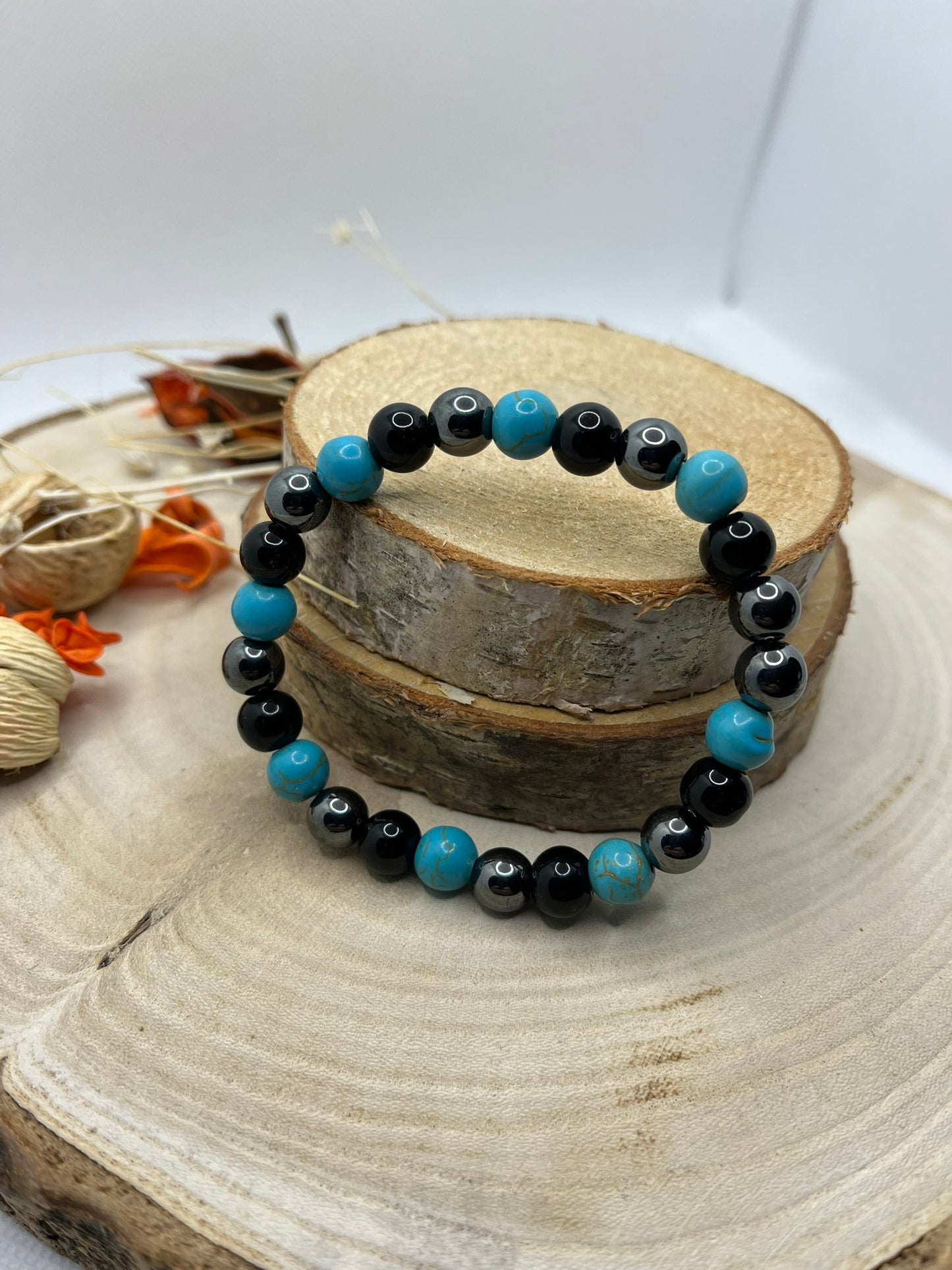 Bracelet Pierre naturelles - Turquoise/Hématite/Onyx