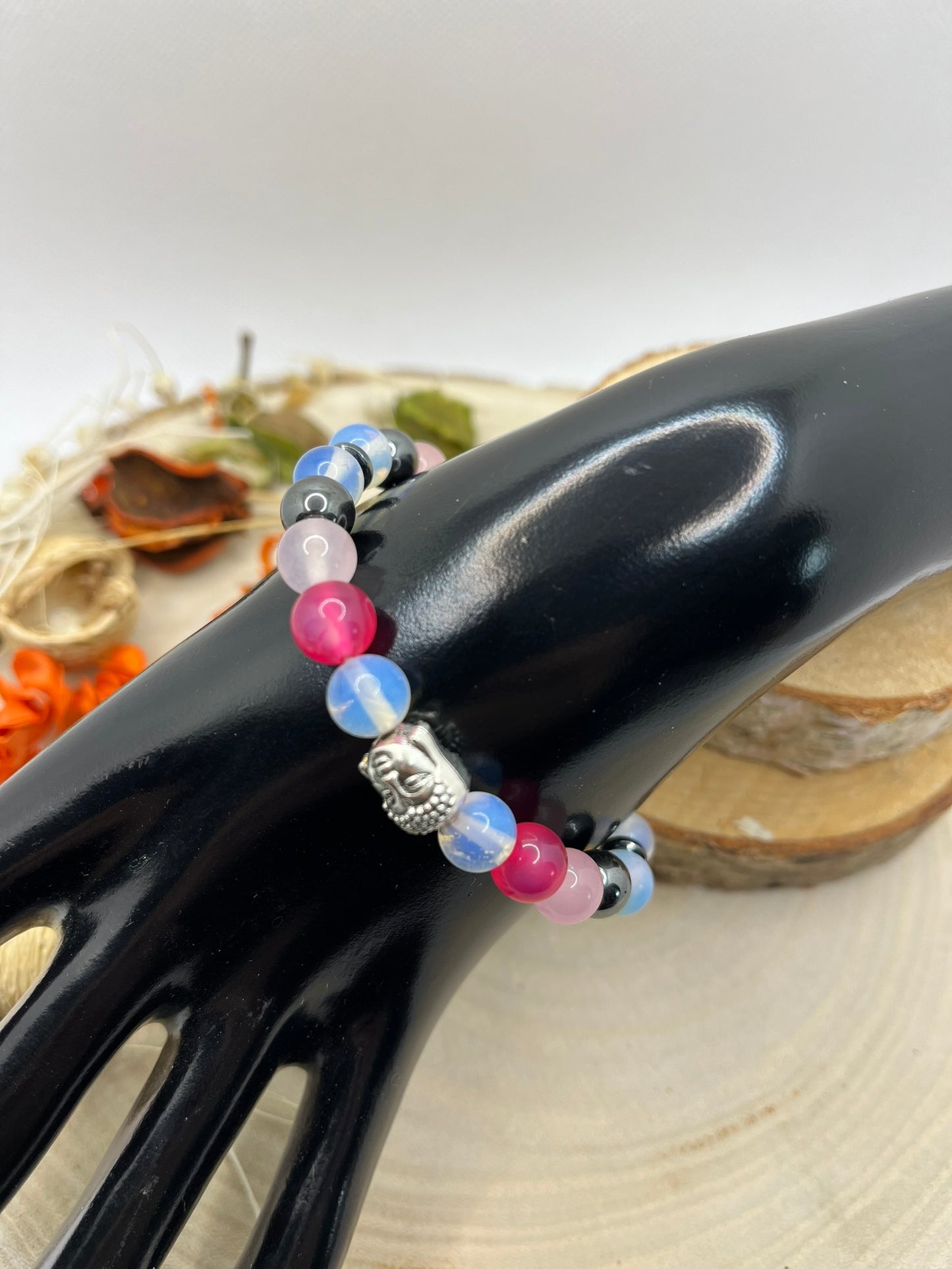 Bracelets pierres naturelles - Quartz Rose/Pierre d'Opale/Hématite
