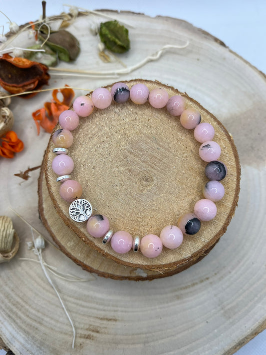Bracelets pierres - Opale Rose Avec son arbre de vie