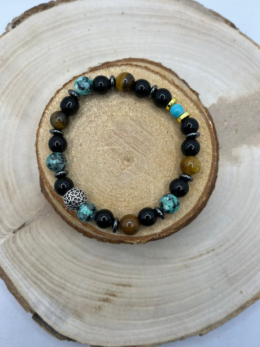 Bracelets Pierres - Turquoise Afrique - Oeil de Tigre - Onyx