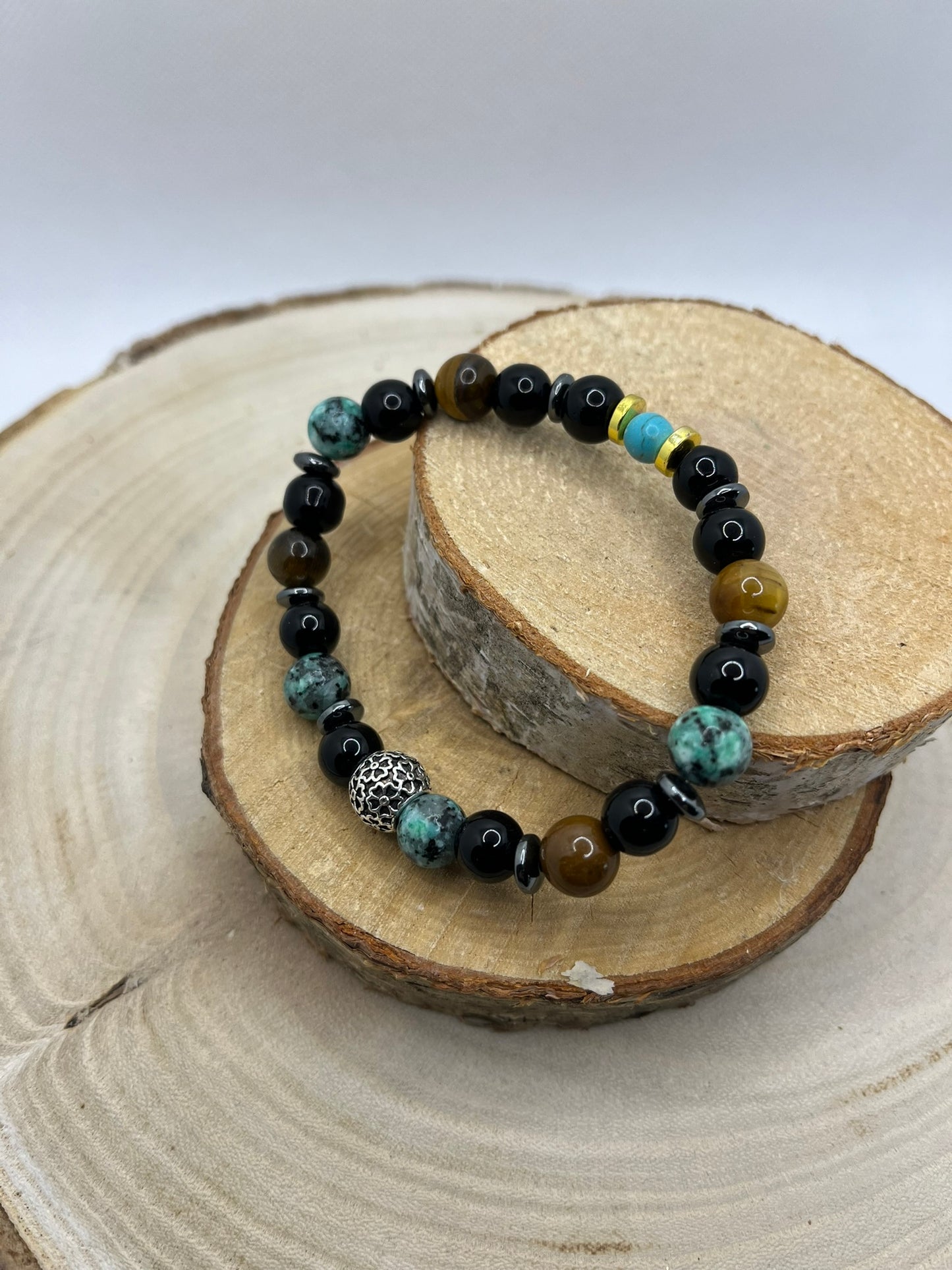Bracelets Pierres - Turquoise Afrique - Oeil de Tigre - Onyx