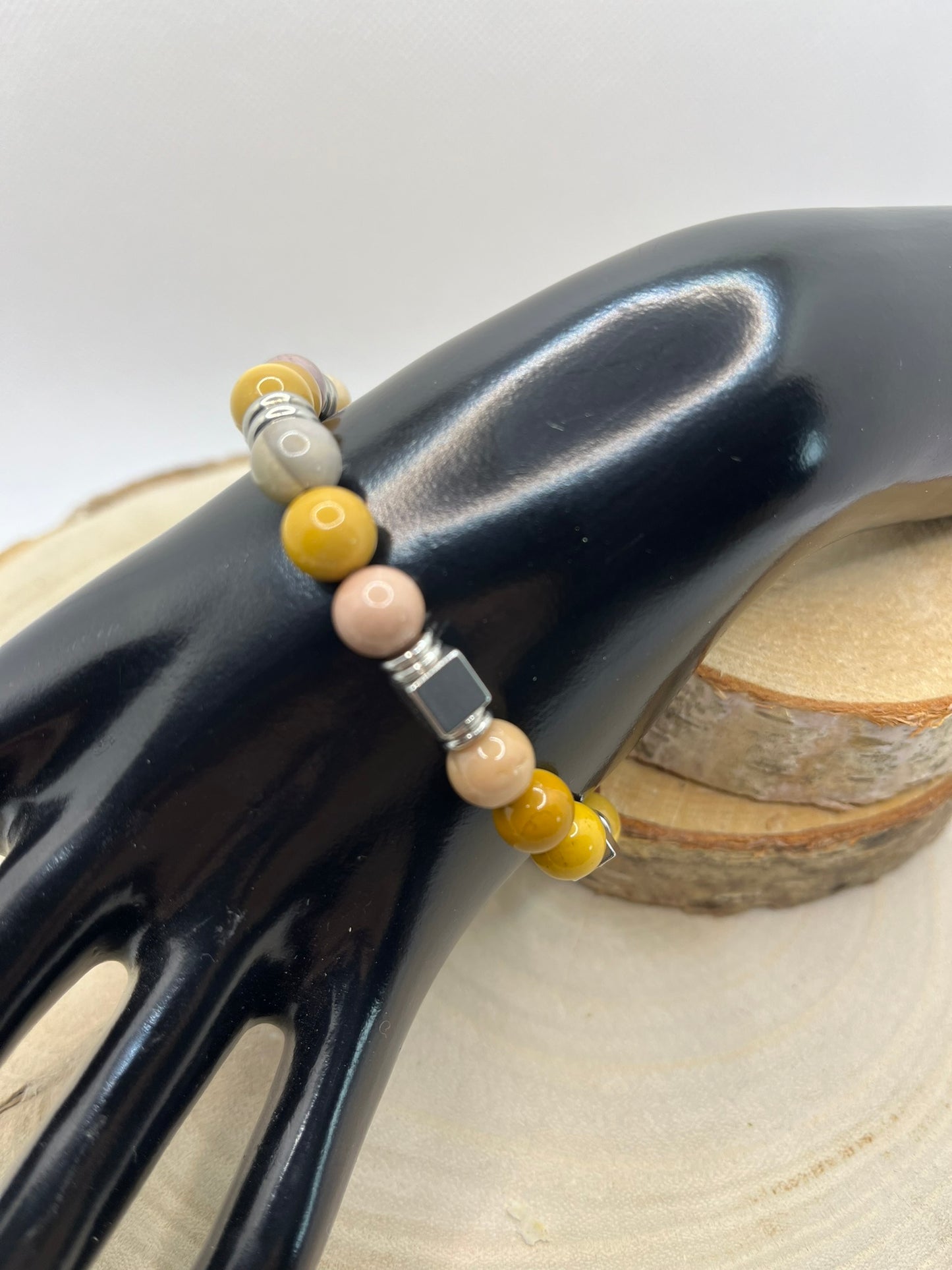 Bracelets Pierres - Acier Jaspe Mokaïté