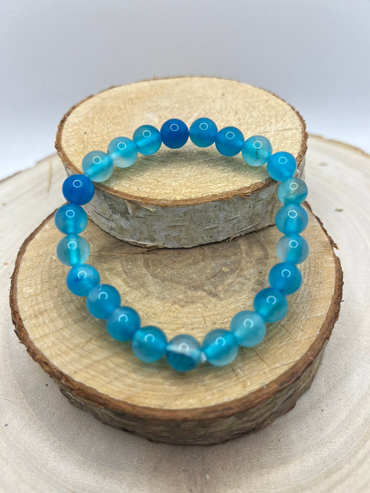 Bracelets Pierres - Agate Bleue