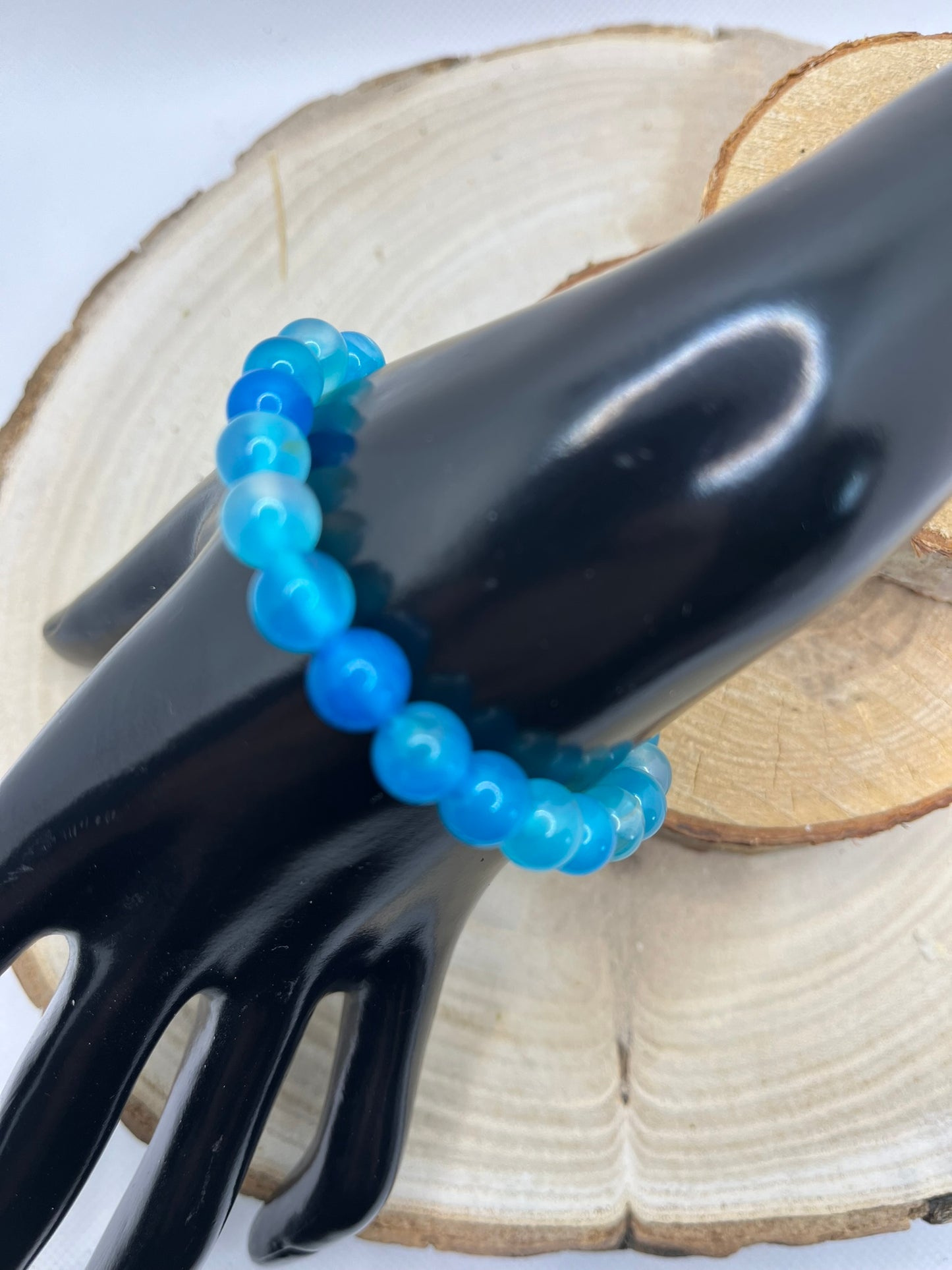 Bracelets Pierres - Agate Bleue