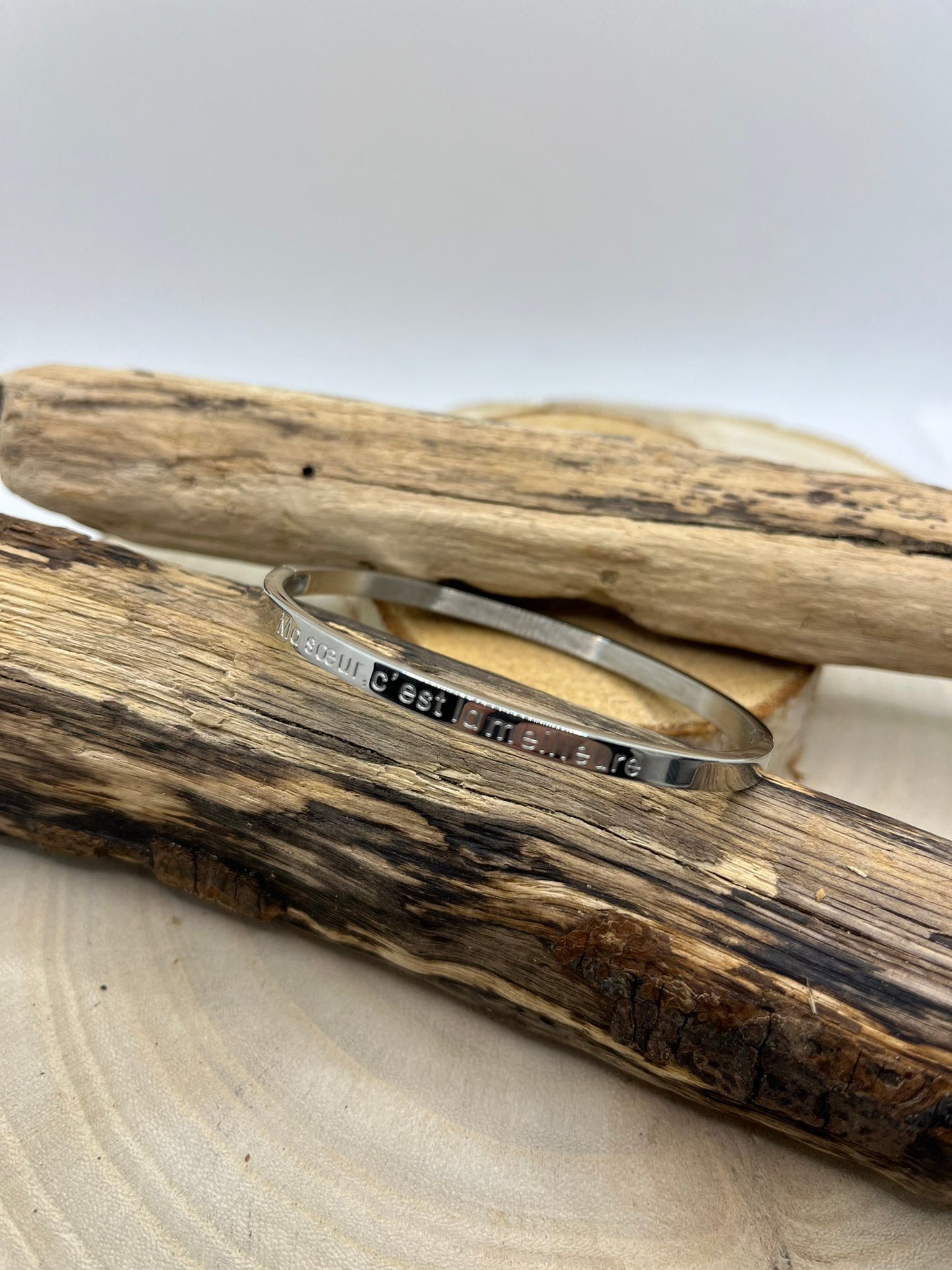 Bracelet Jonc à Message (Ma soeur, c'est la meilleure) - Acier inoxydable en Doré et en Argent