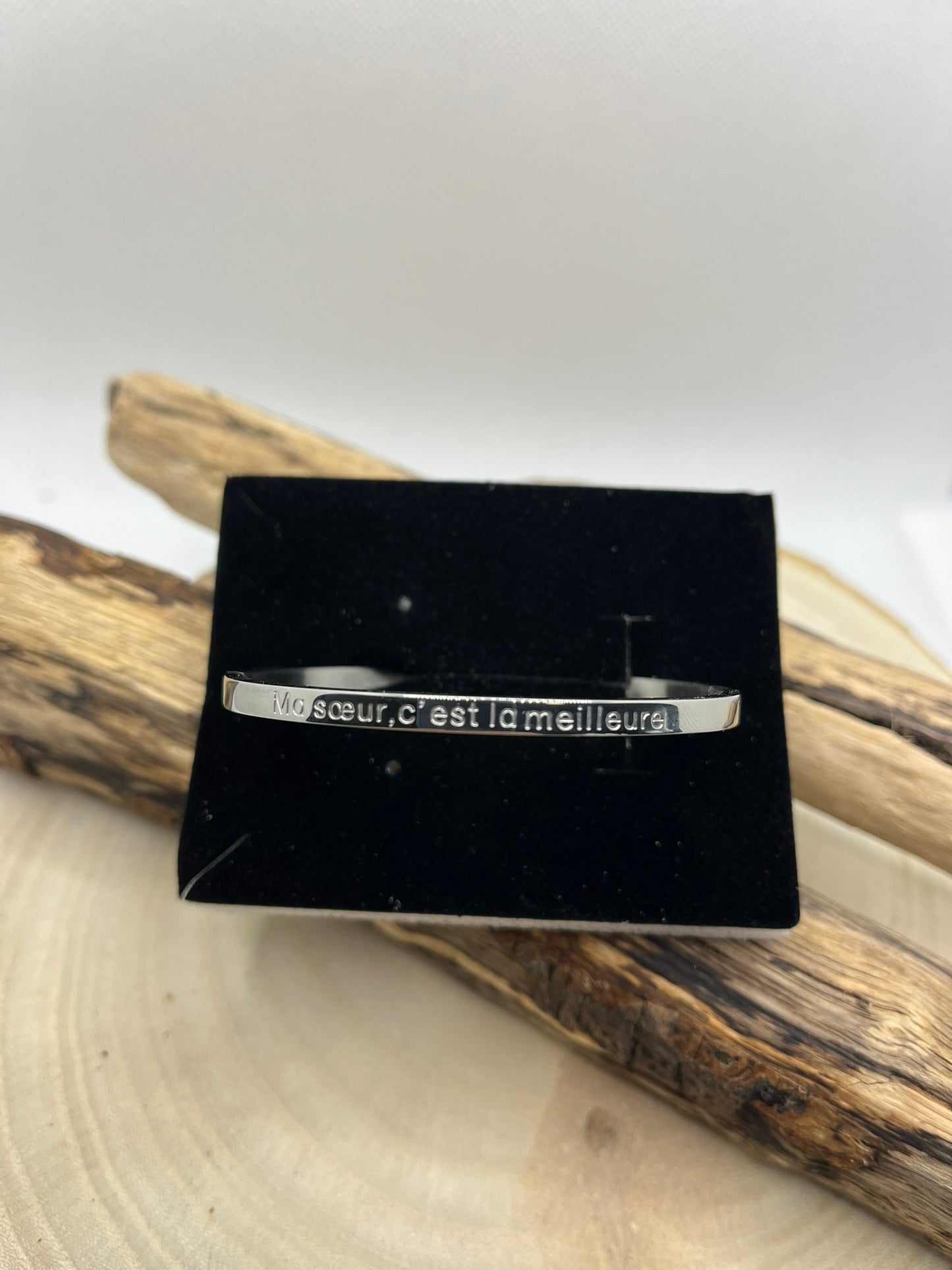 Bracelet Jonc à Message (Ma soeur, c'est la meilleure) - Acier inoxydable en Doré et en Argent