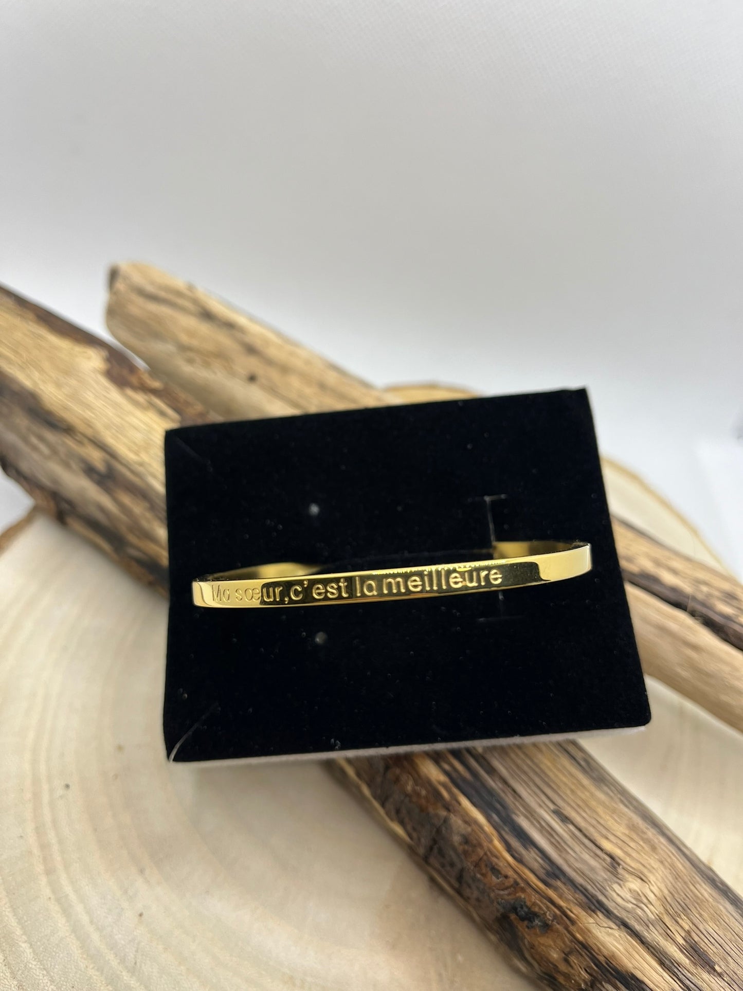 Bracelet Jonc à Message (Ma soeur, c'est la meilleure) - Acier inoxydable en Doré et en Argent