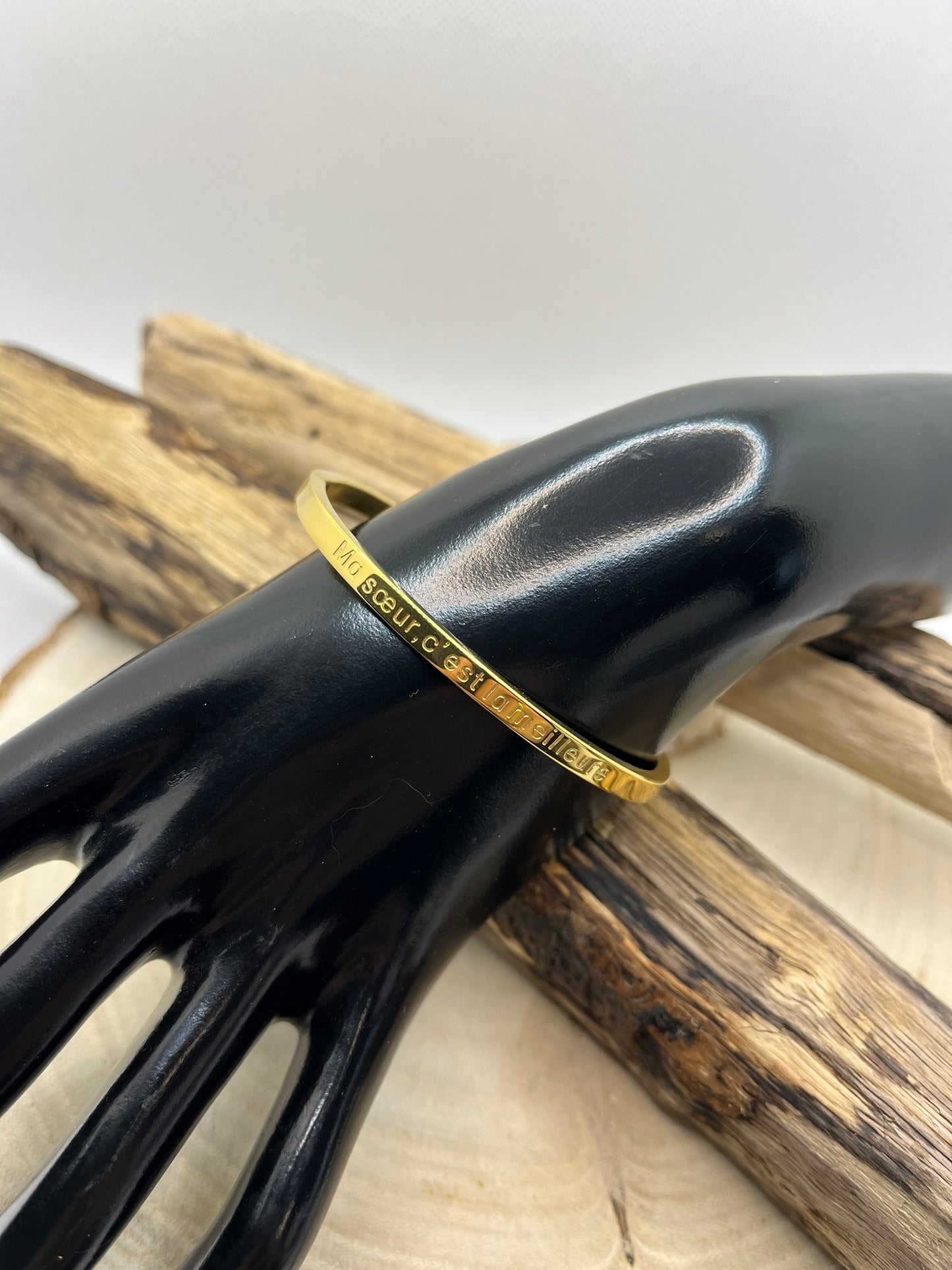 Bracelet Jonc à Message (Ma soeur, c'est la meilleure) - Acier inoxydable en Doré et en Argent