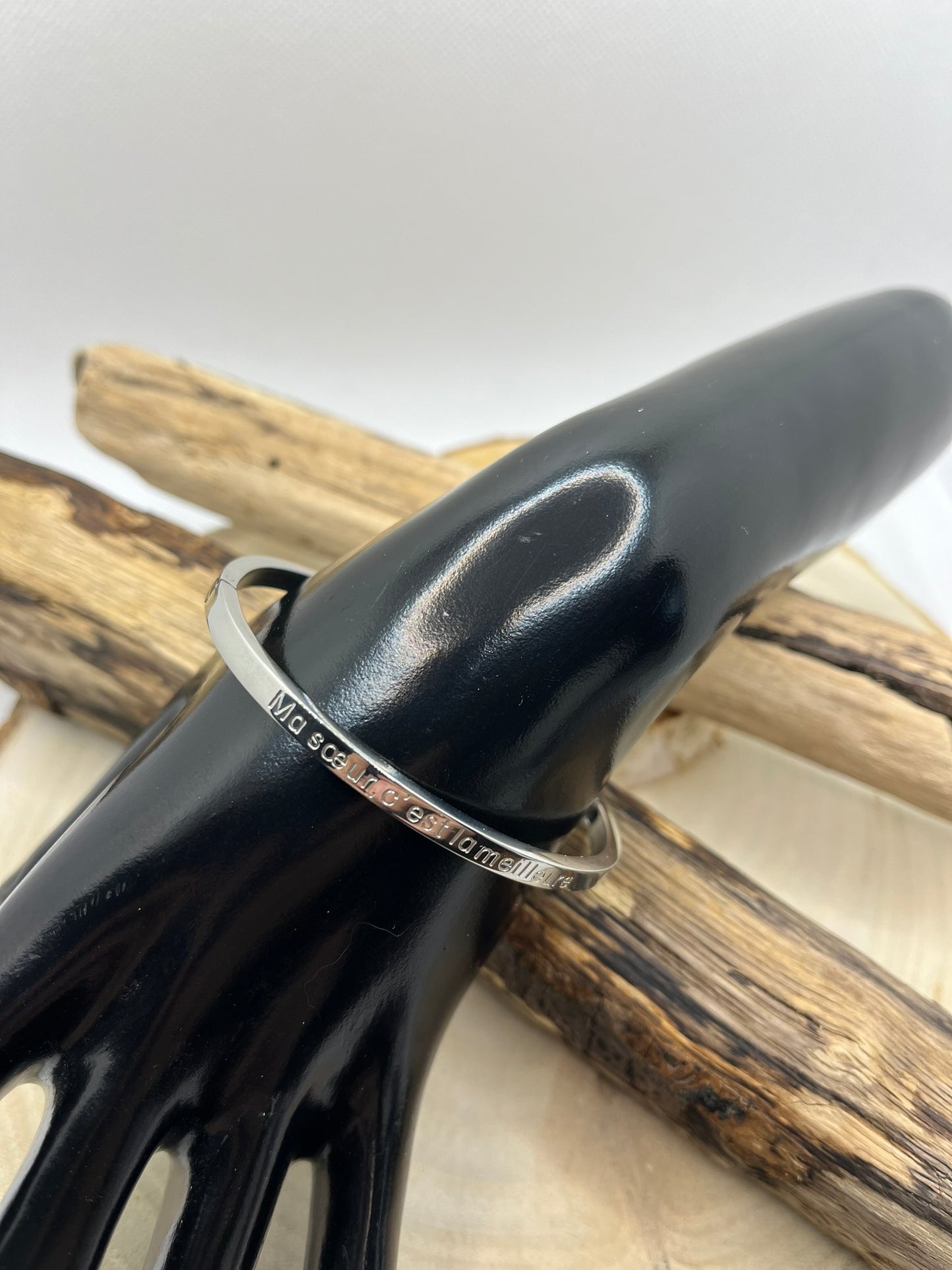 Bracelet Jonc à Message (Ma soeur, c'est la meilleure) - Acier inoxydable en Doré et en Argent