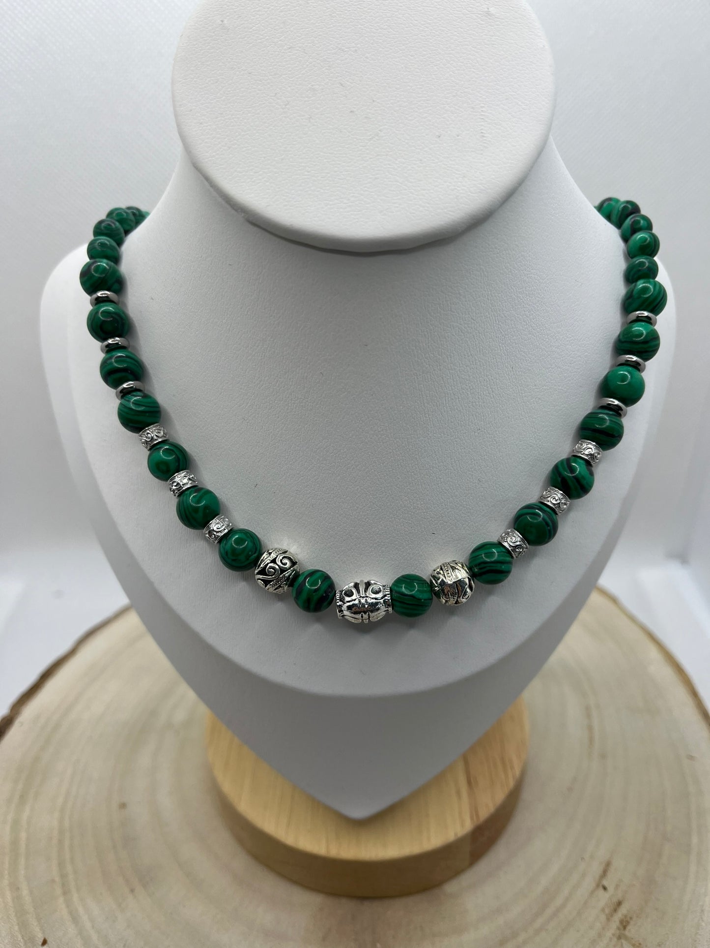 Ensemble Collier - Bracelet - Boucles d'oreilles - Malachite