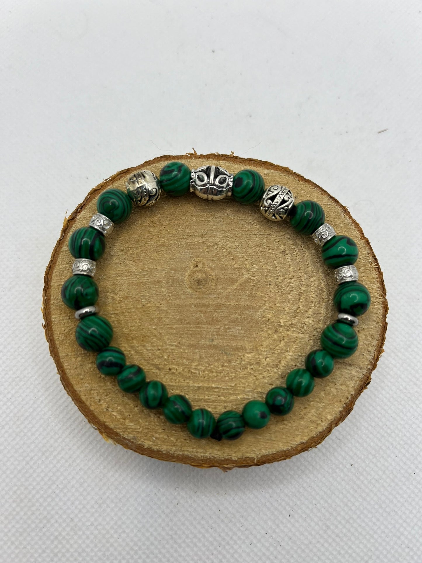 Ensemble Collier - Bracelet - Boucles d'oreilles - Malachite