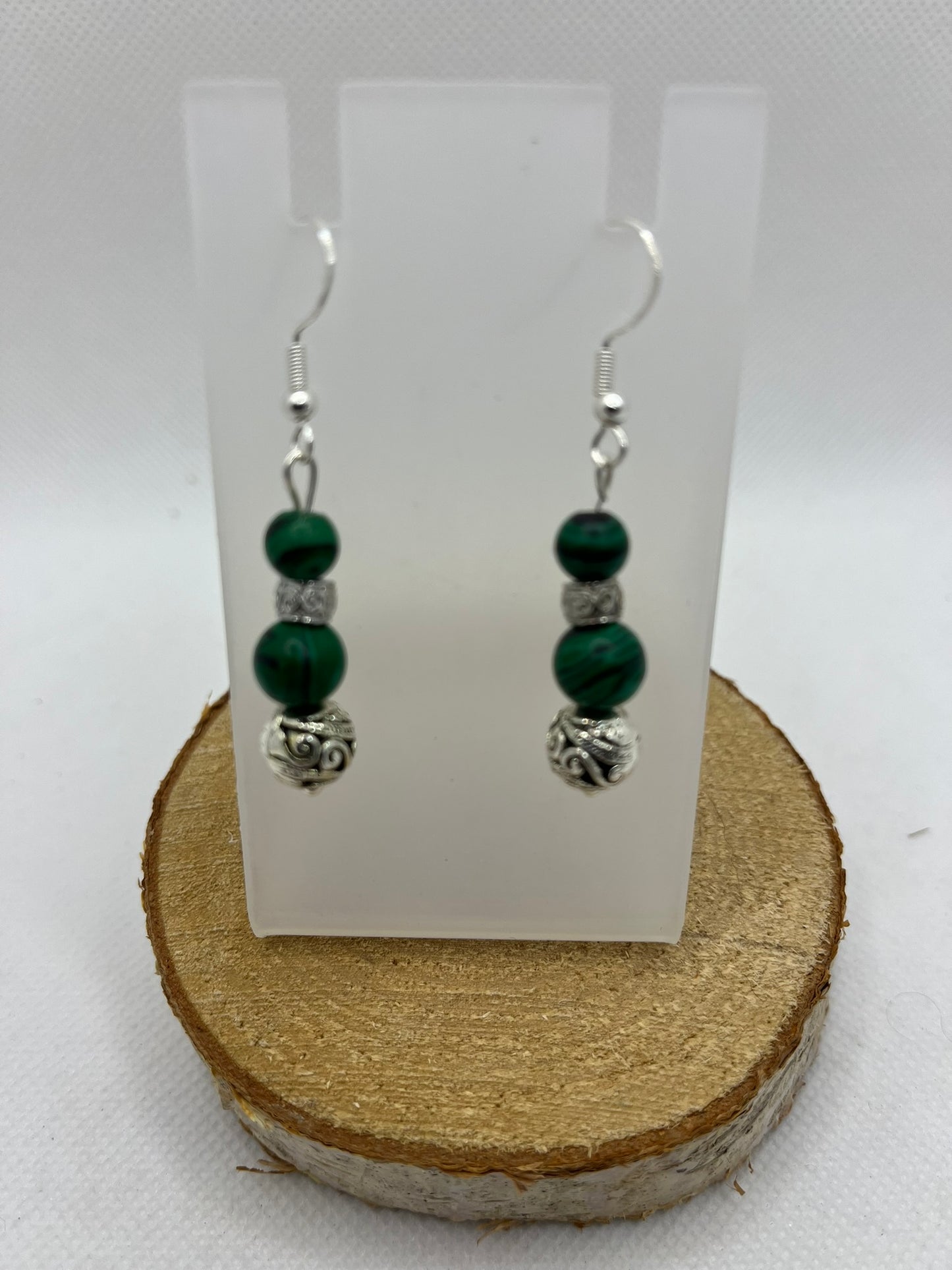 Ensemble Collier - Bracelet - Boucles d'oreilles - Malachite