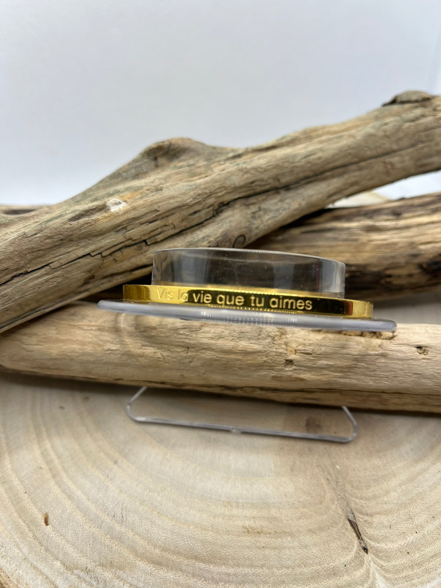 Bracelets à message ( Vis la vie que tu aimes ) - Acier inoxydable en Doré ou en Argent