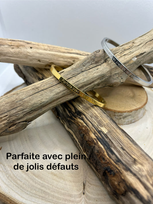 Bracelets Jonc à Message ( Parfaite avec plein de jolis défauts ) - Acier en inoxydable en doré en argent