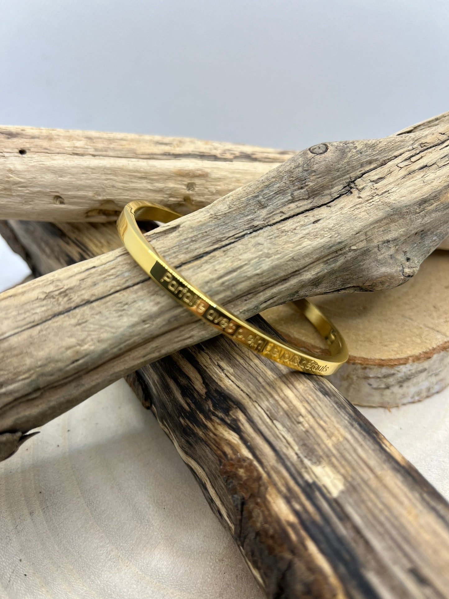 Bracelets Jonc à Message ( Parfaite avec plein de jolis défauts ) - Acier en inoxydable en doré en argent