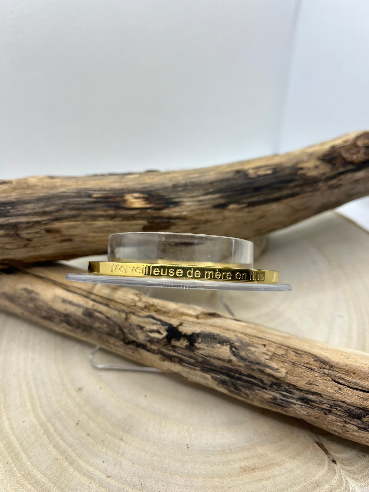 Bracelets Jonc message ( Merveilleuse de mère en fille ) - Acier inoxydable en doré ou en argent