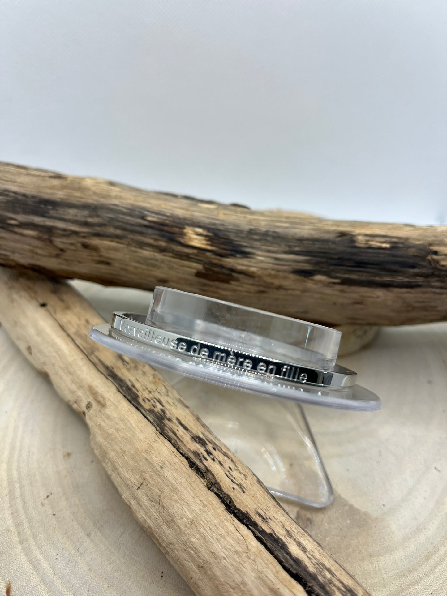 Bracelets Jonc message ( Merveilleuse de mère en fille ) - Acier inoxydable en doré ou en argent