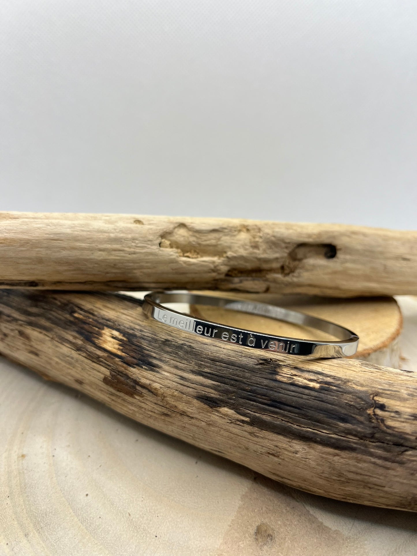Bracelet Jonc à message ( La meilleur est à venir ) - Acier inoxydable Argenté