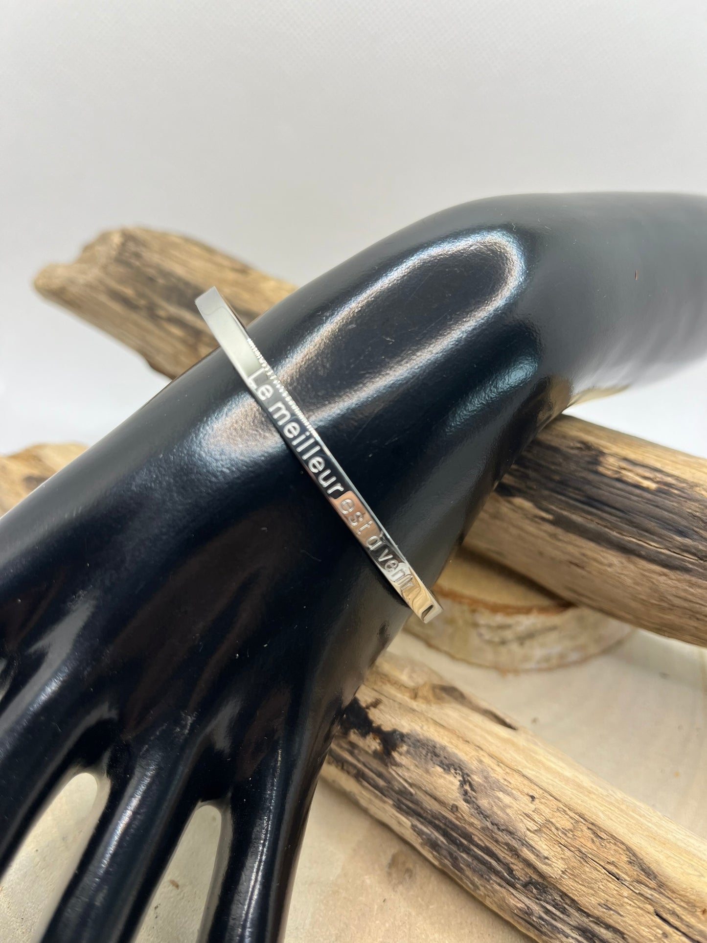 Bracelet Jonc à message ( La meilleur est à venir ) - Acier inoxydable Argenté