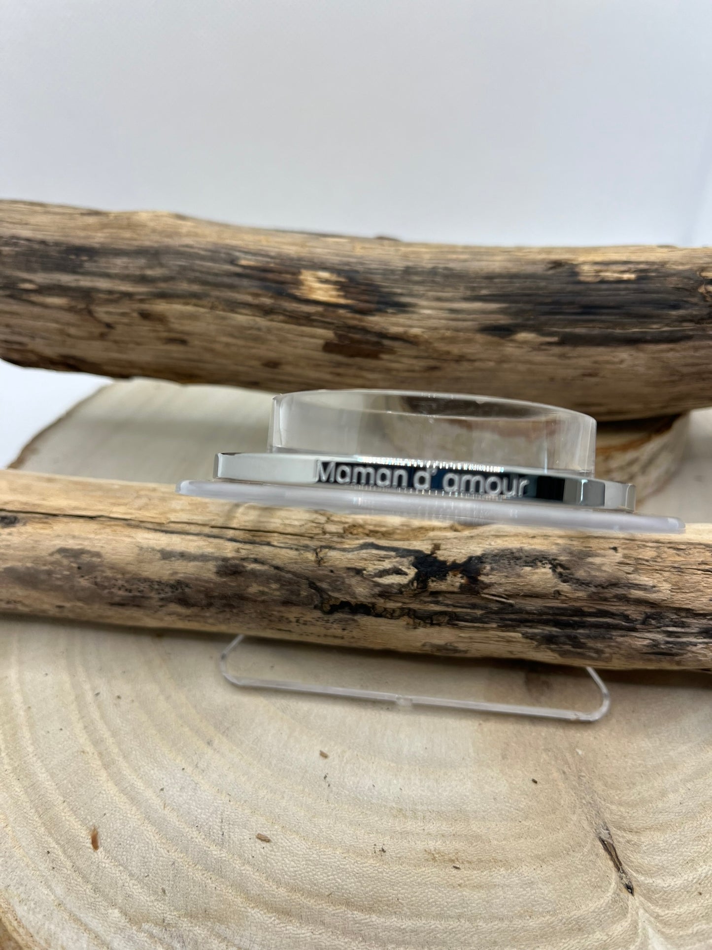 Bracelet Jonc à message ( Maman d'amour ) - Acier inoxydable en doré ou en argenté