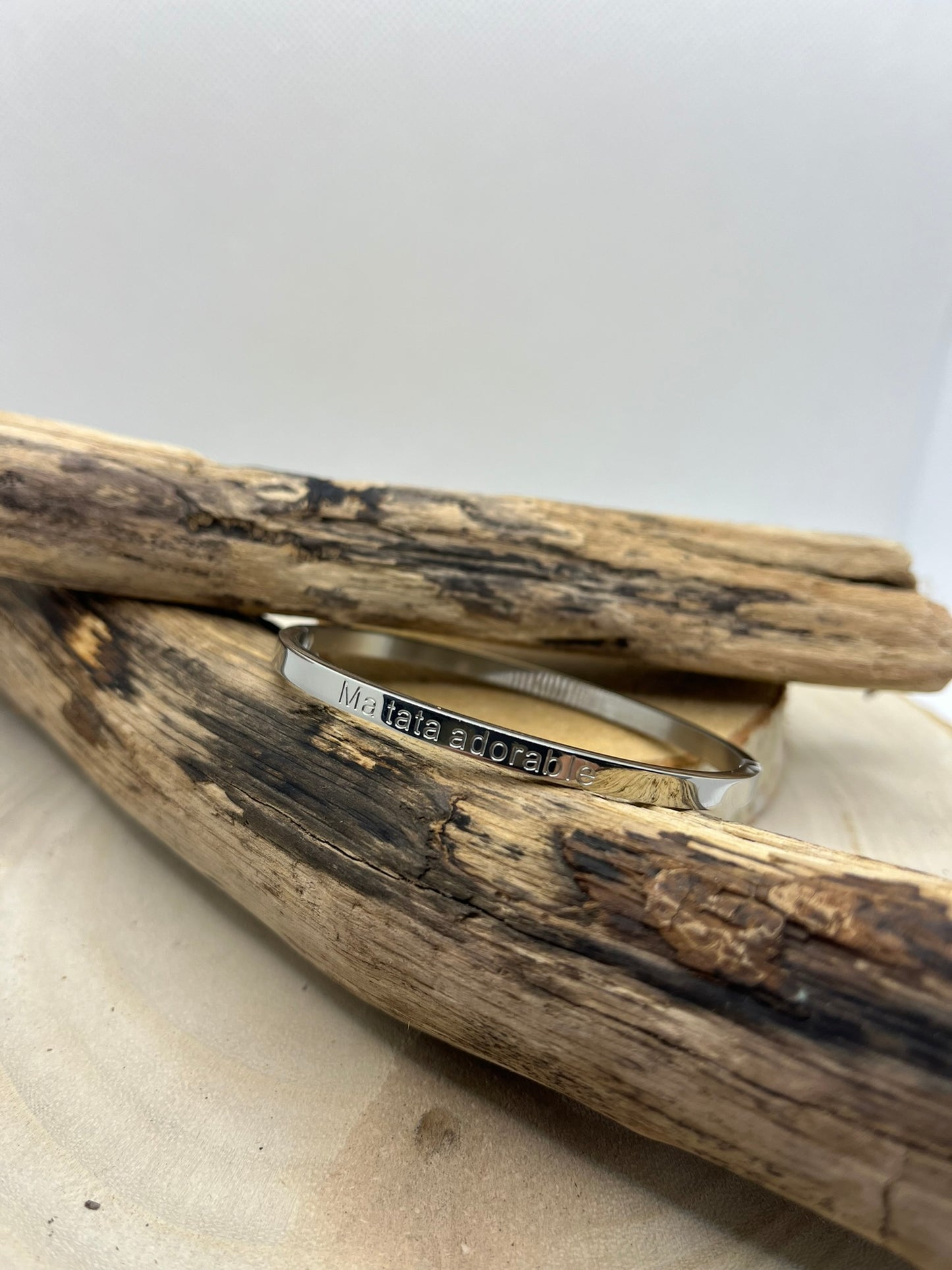 Bracelet Jonc à message ( Ma tata adorable ) - Acier inoxydable en doré ou en argent