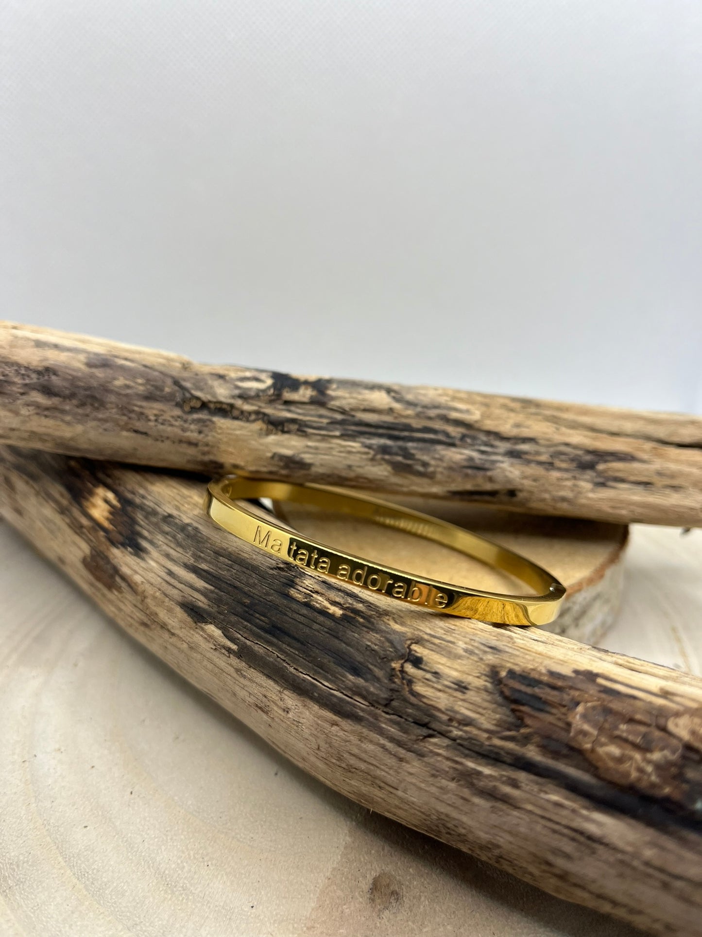 Bracelet Jonc à message ( Ma tata adorable ) - Acier inoxydable en doré ou en argent