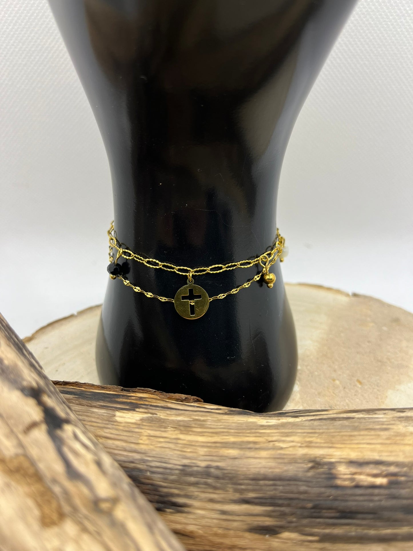 Bracelet chaines fine et ces pendentif - Acier Inoxydable - Doré