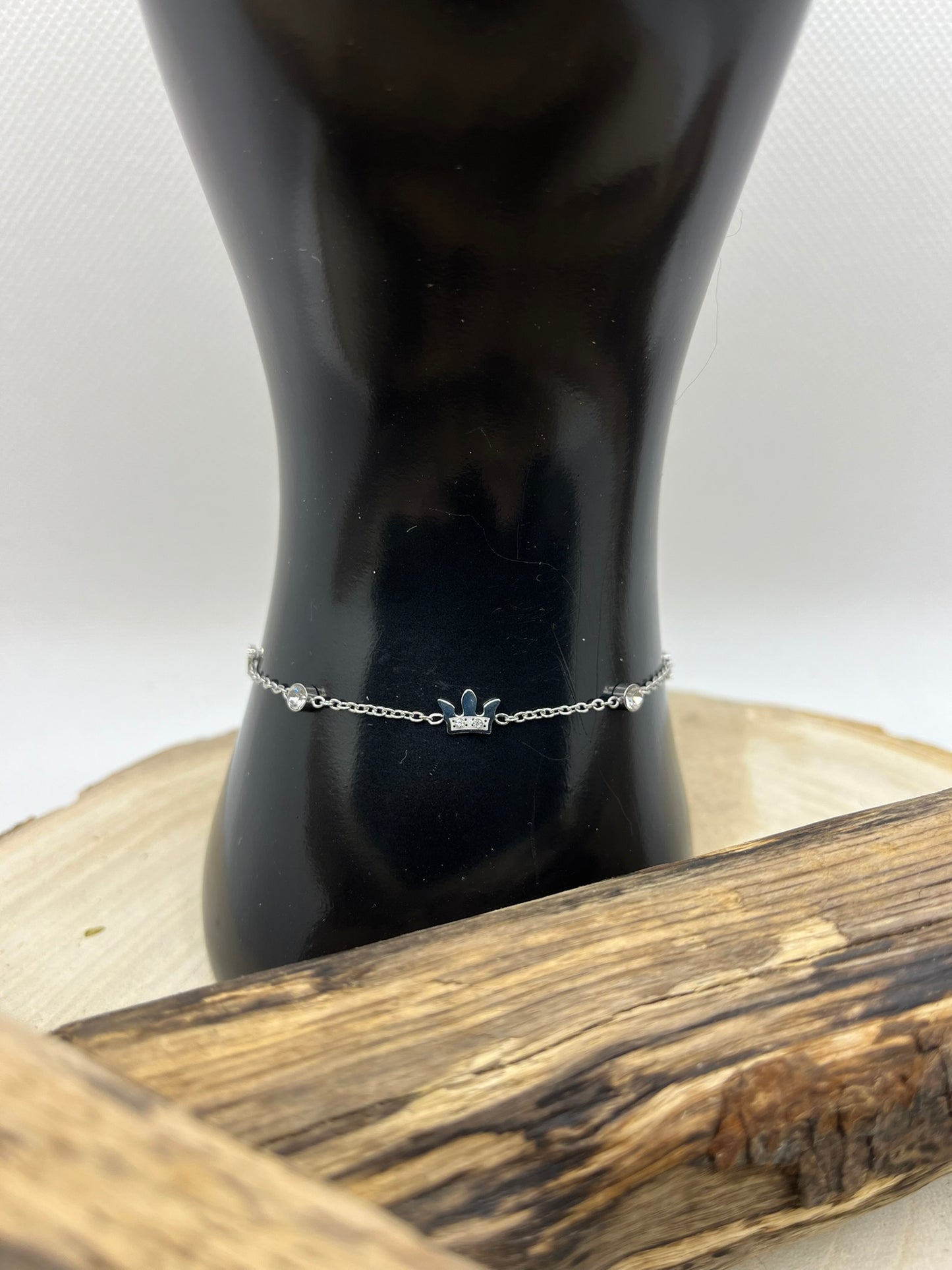 Bracelet Chaine fine avec des strass brillant - Acier inoxydable - Argenté
