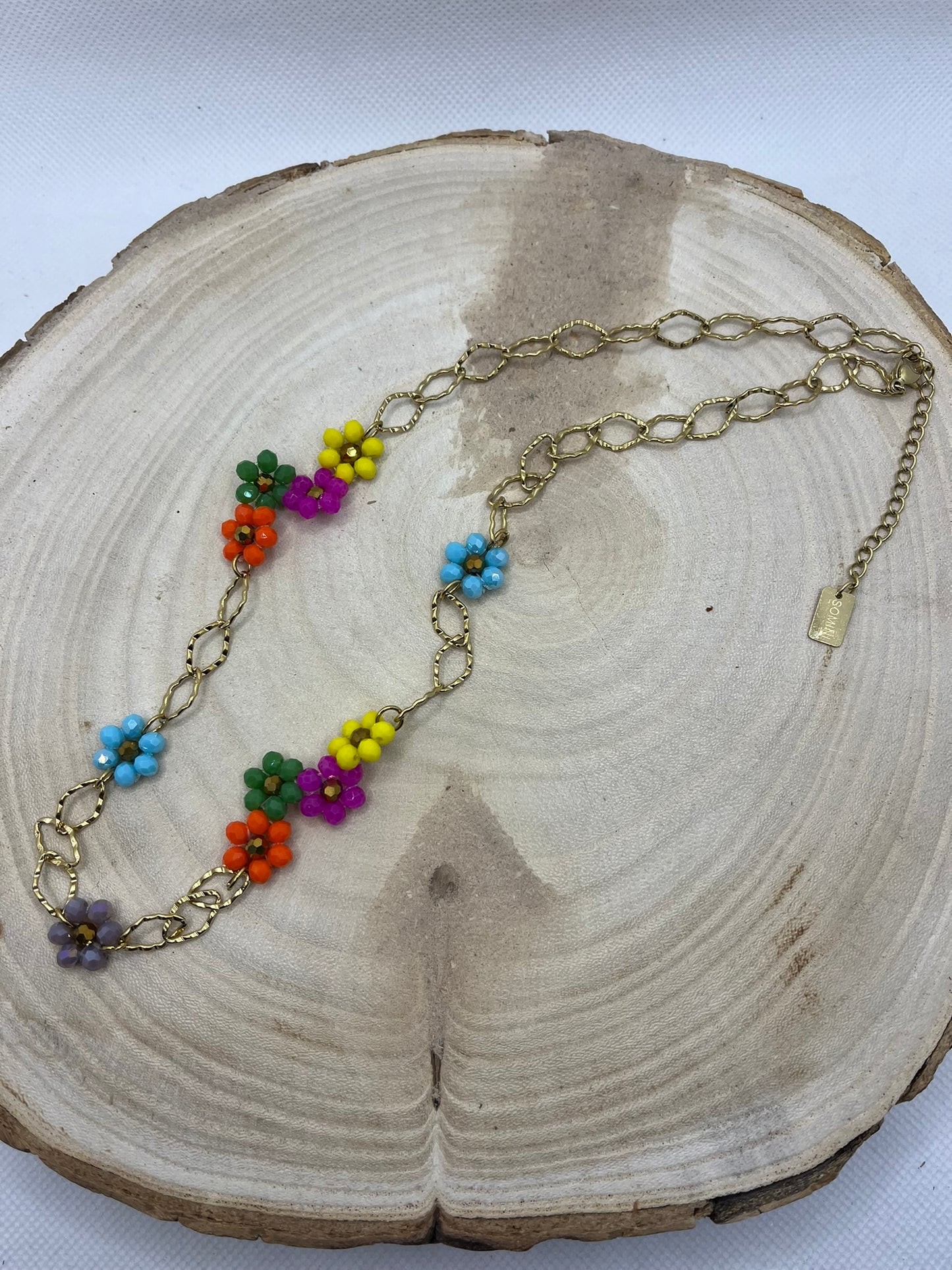 Collier Maillon de Chaîne avec ses fleurs de couleurs
