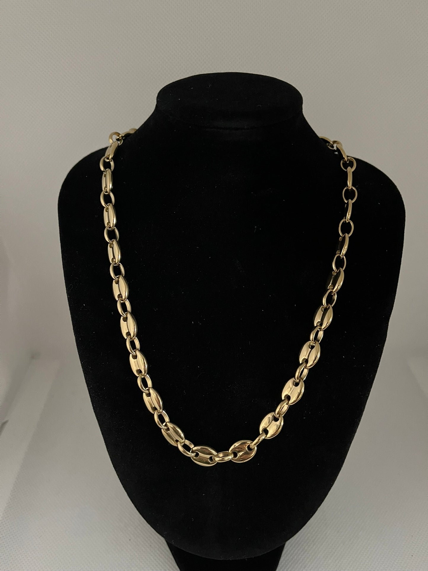 Collier Gros de grain café doré en Acier Inoxydable