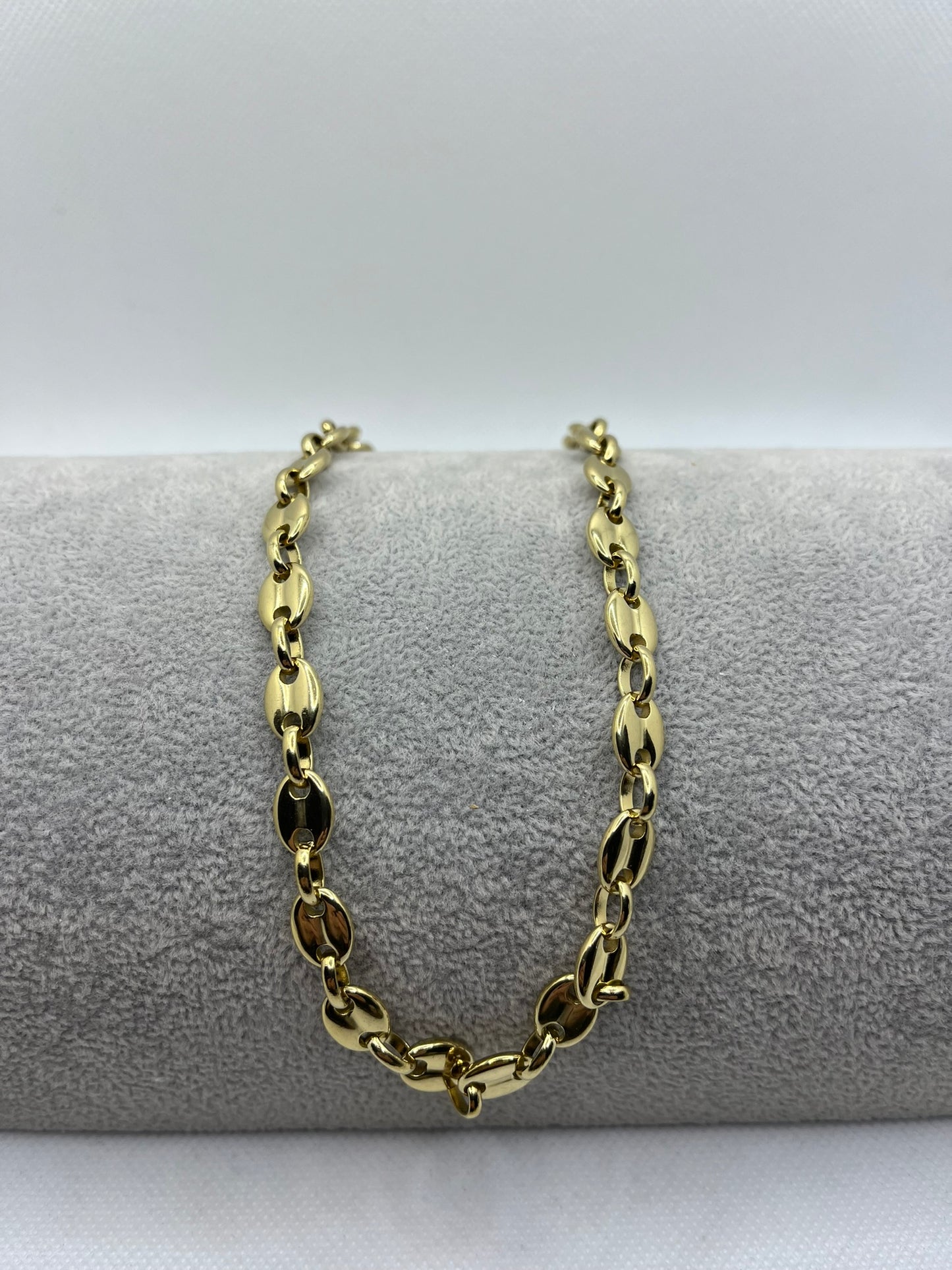 Collier Gros de grain café doré en Acier Inoxydable