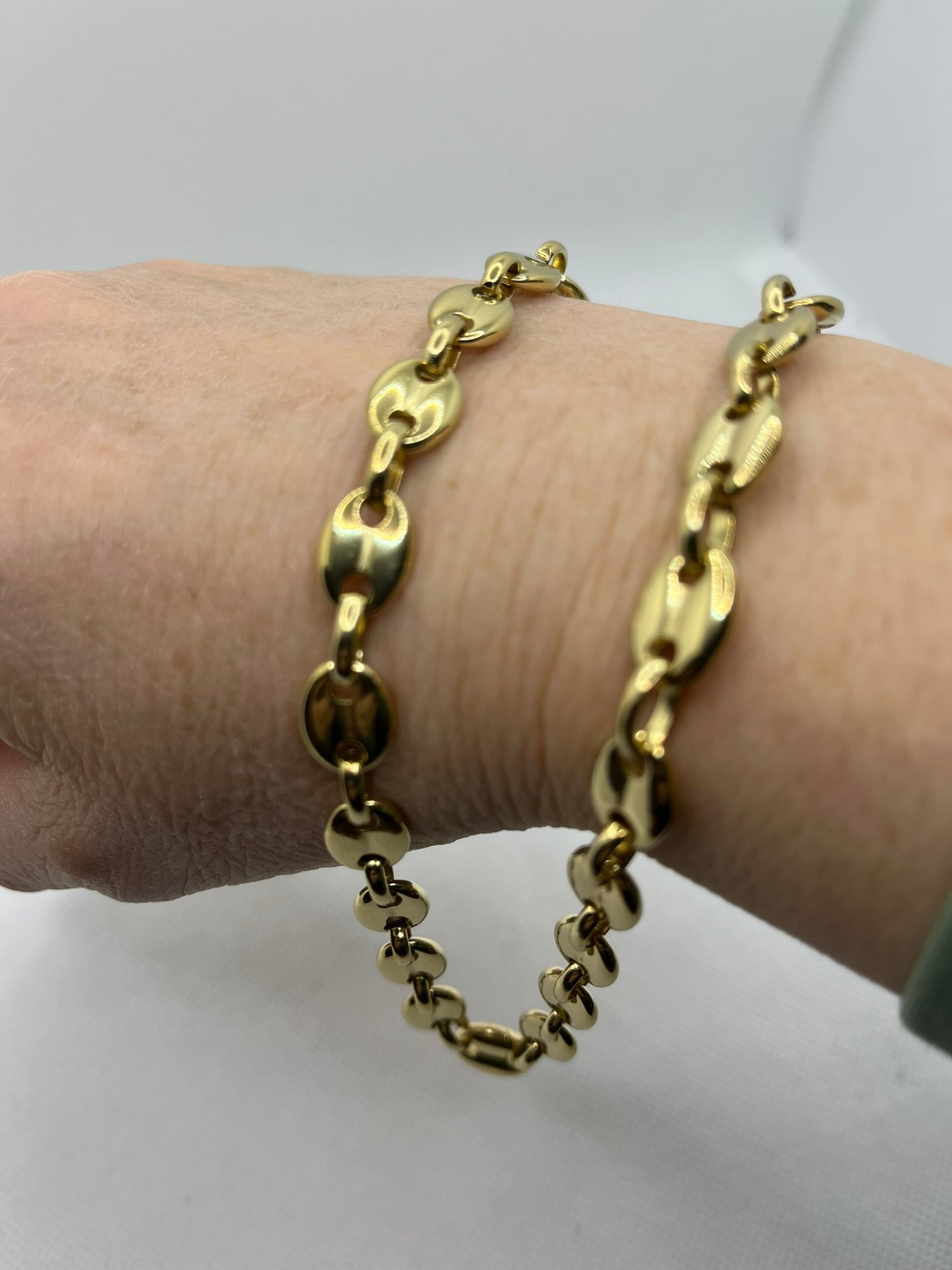Collier Gros de grain café doré en Acier Inoxydable