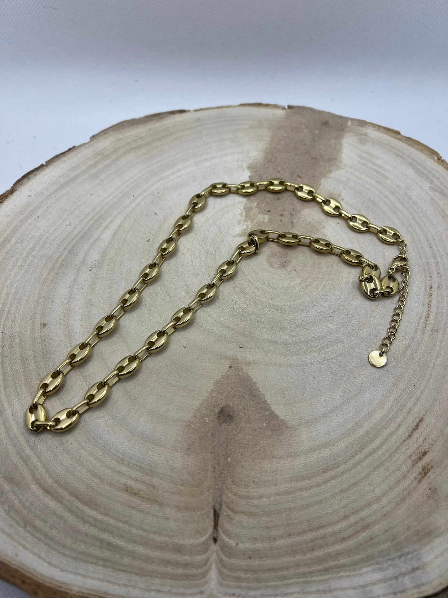 Collier Chaîne Grain de café doré en Acier Inoxydable