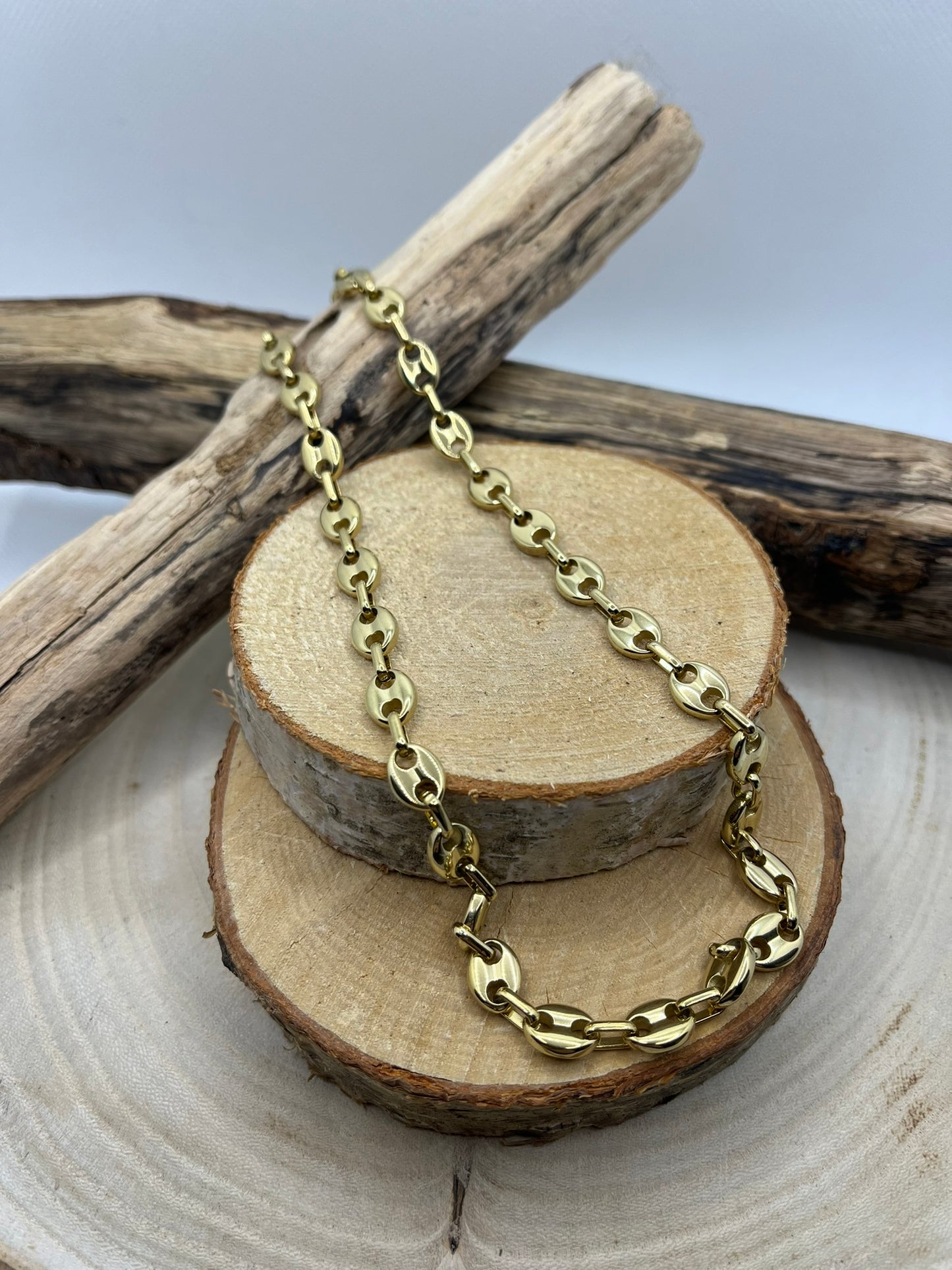 Collier Chaîne Grain de café doré en Acier Inoxydable