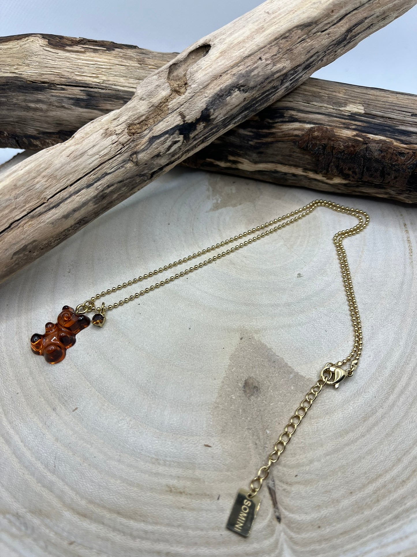 Chaîne Avec Pendentif avec son Nounours marron