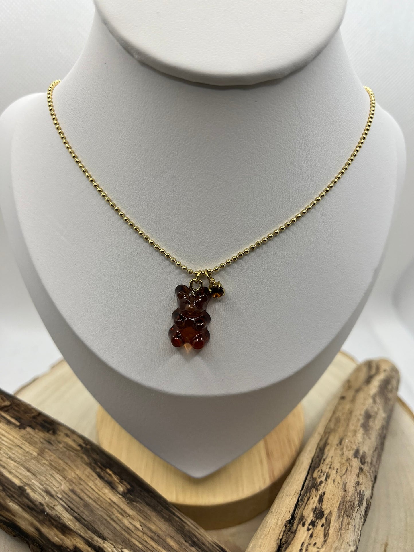 Chaîne Avec Pendentif avec son Nounours marron